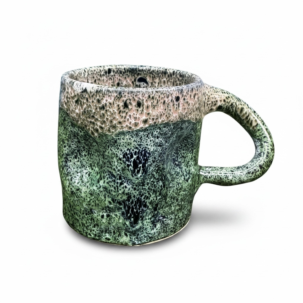 Handmade Moroccan Mug with Drip Glaze & Dimples
