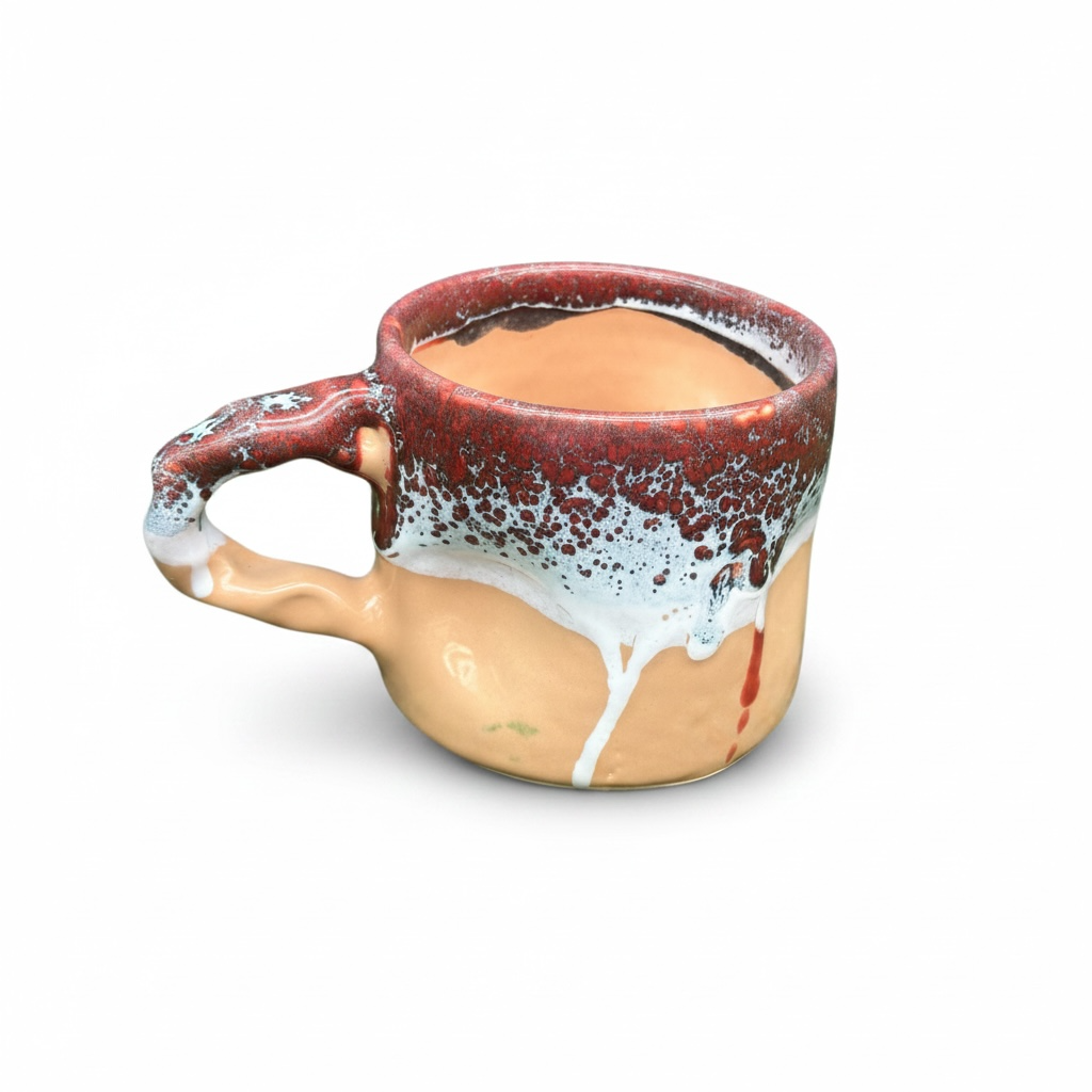 Handmade Moroccan Mug with Drip Glaze & Dimples