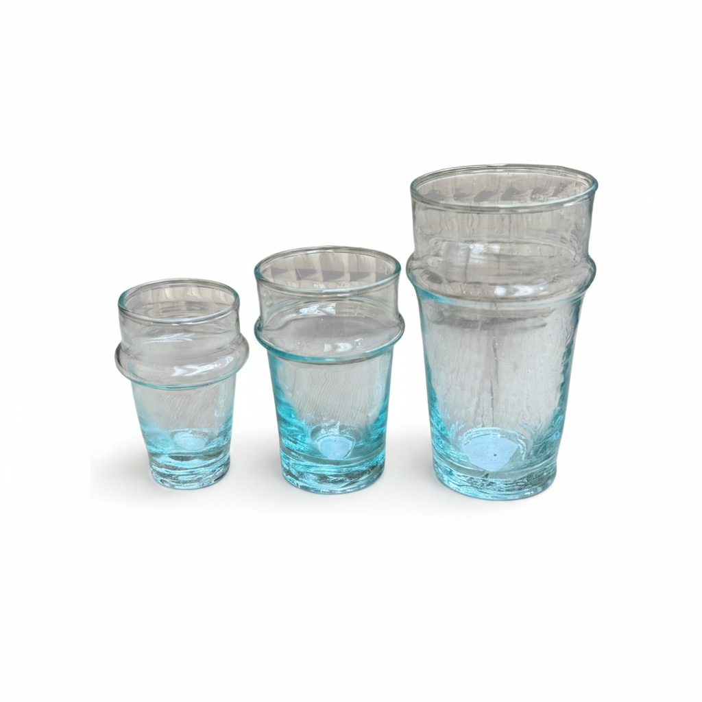 Handcrafted Moroccan Beldi Glasses – Clear Recycled Glass (Small & Medium)
