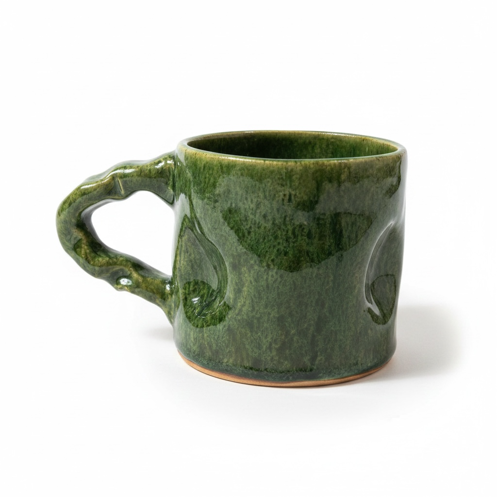 Handmade Moroccan Mug with Drip Glaze & Dimples