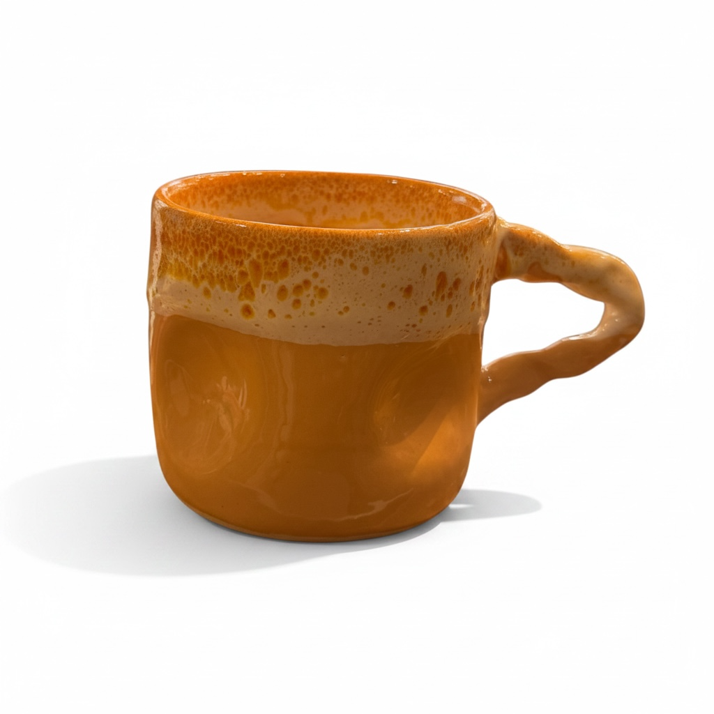 Handmade Moroccan Mug with Drip Glaze & Dimples