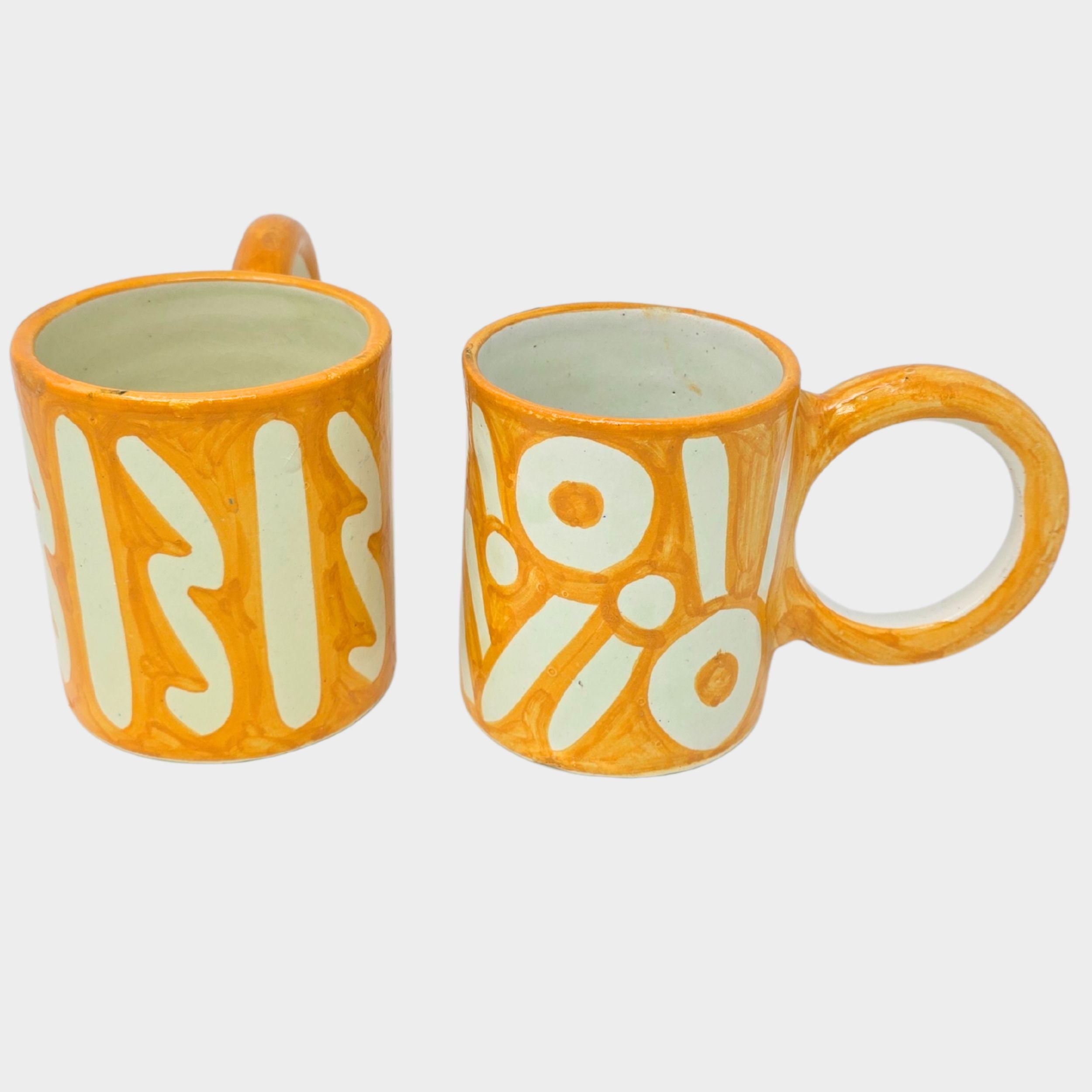 Orange Hand-painted Round Handle Terracotta Mug