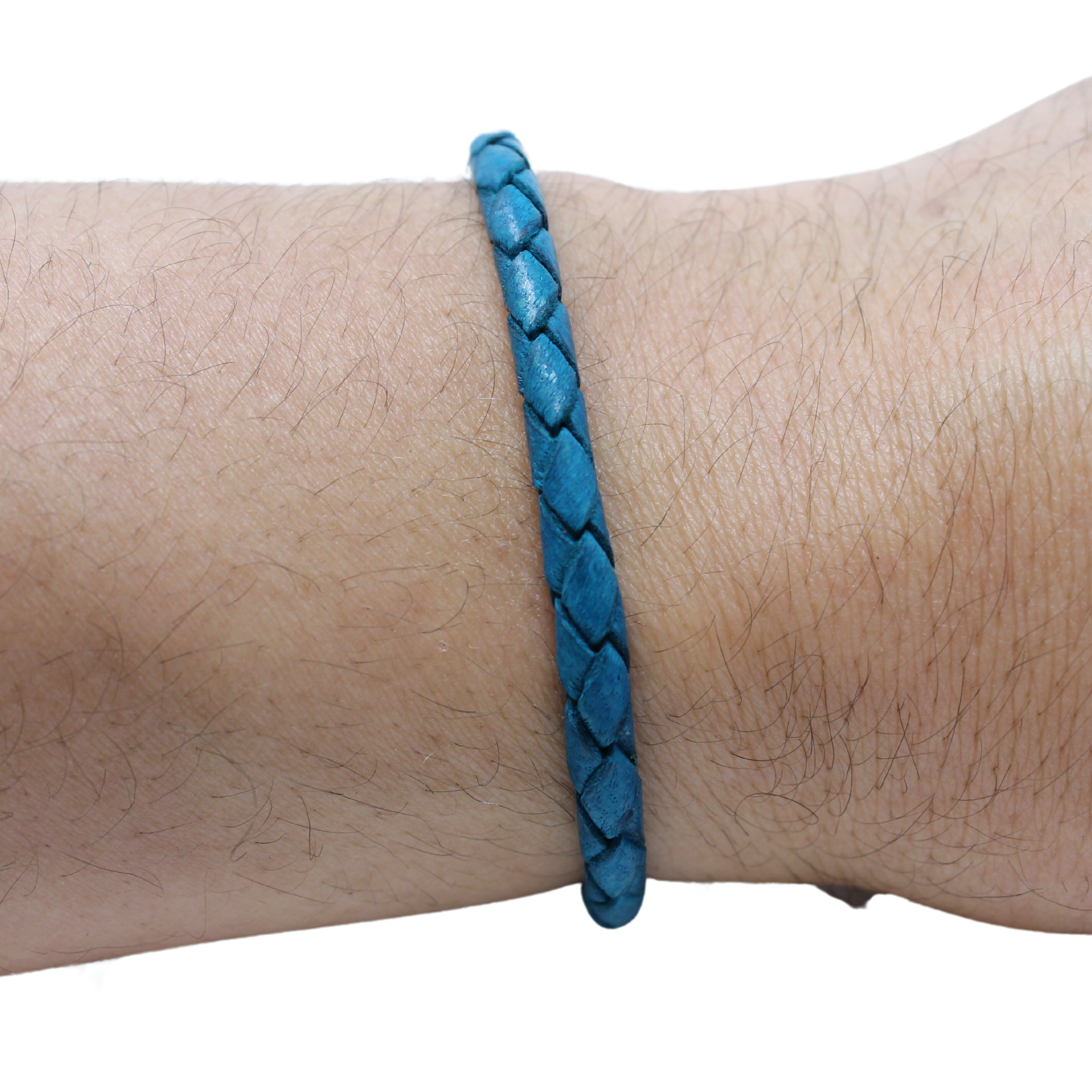 Adjustable twisted artisan leather bracelet jewelry for men and women by Artisan stories in blue