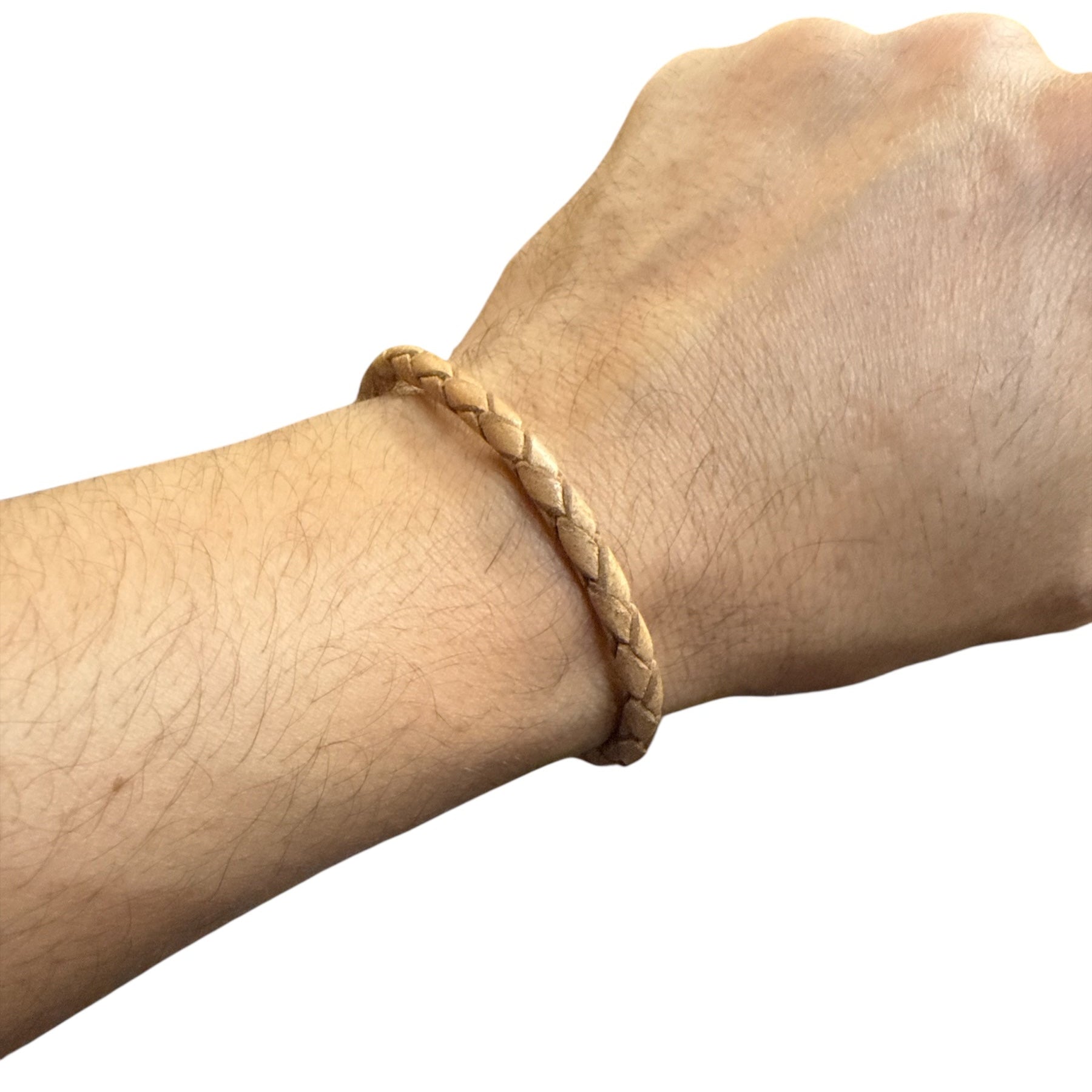 Adjustable twisted artisan leather bracelet jewelry for men and women by Artisan Storie on wrist