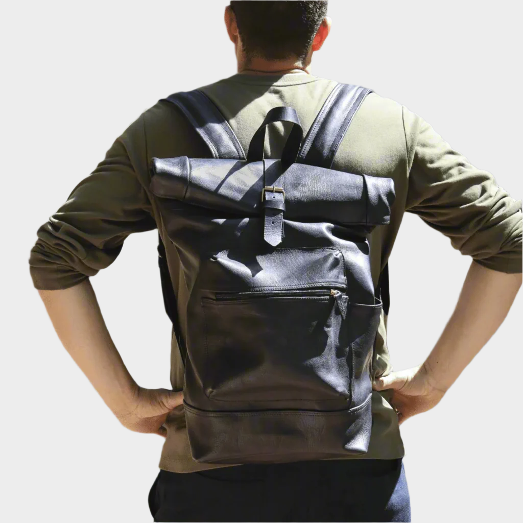Black Leather Large Backpack - Artisan Stories
