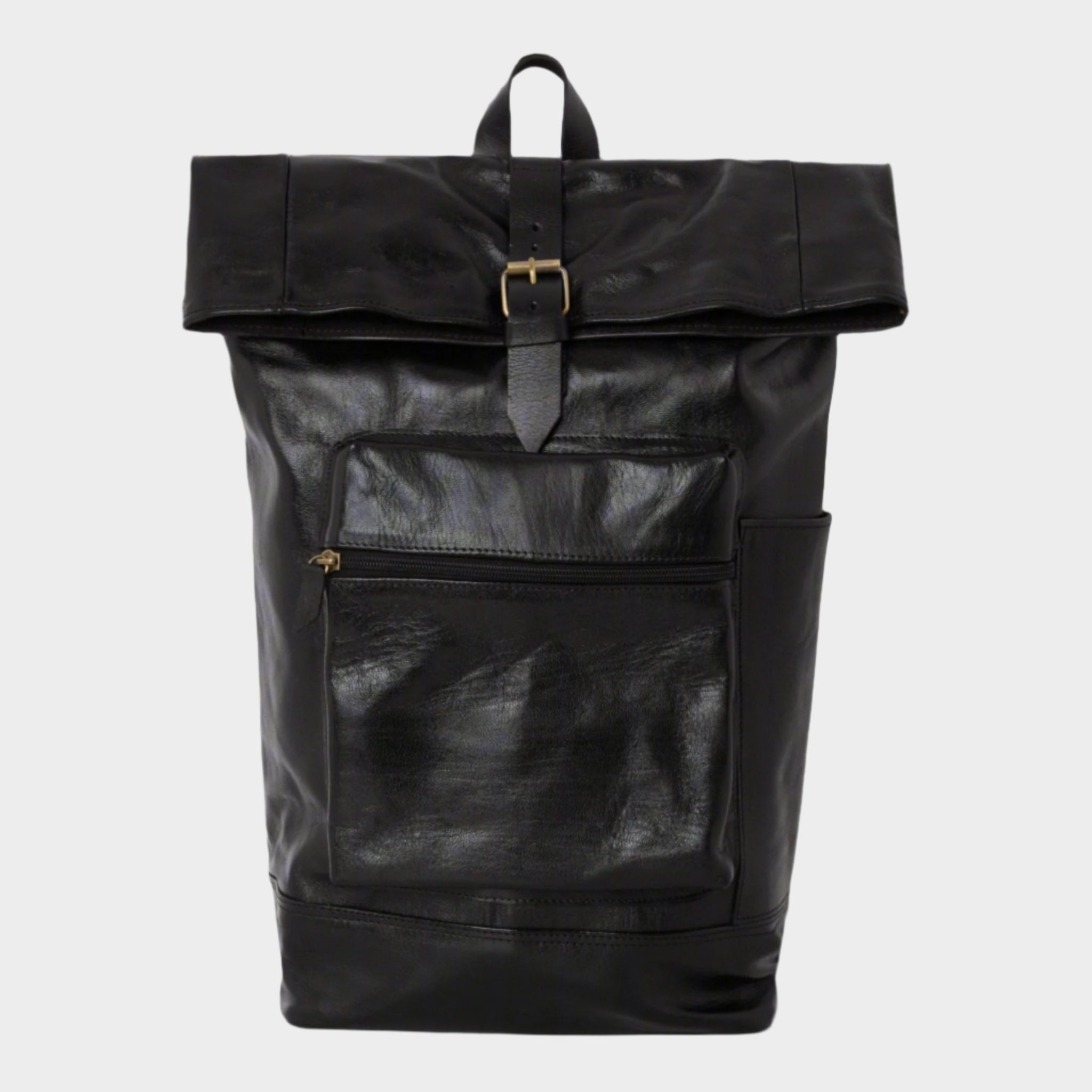 Black Leather Large Backpack - Artisan Stories