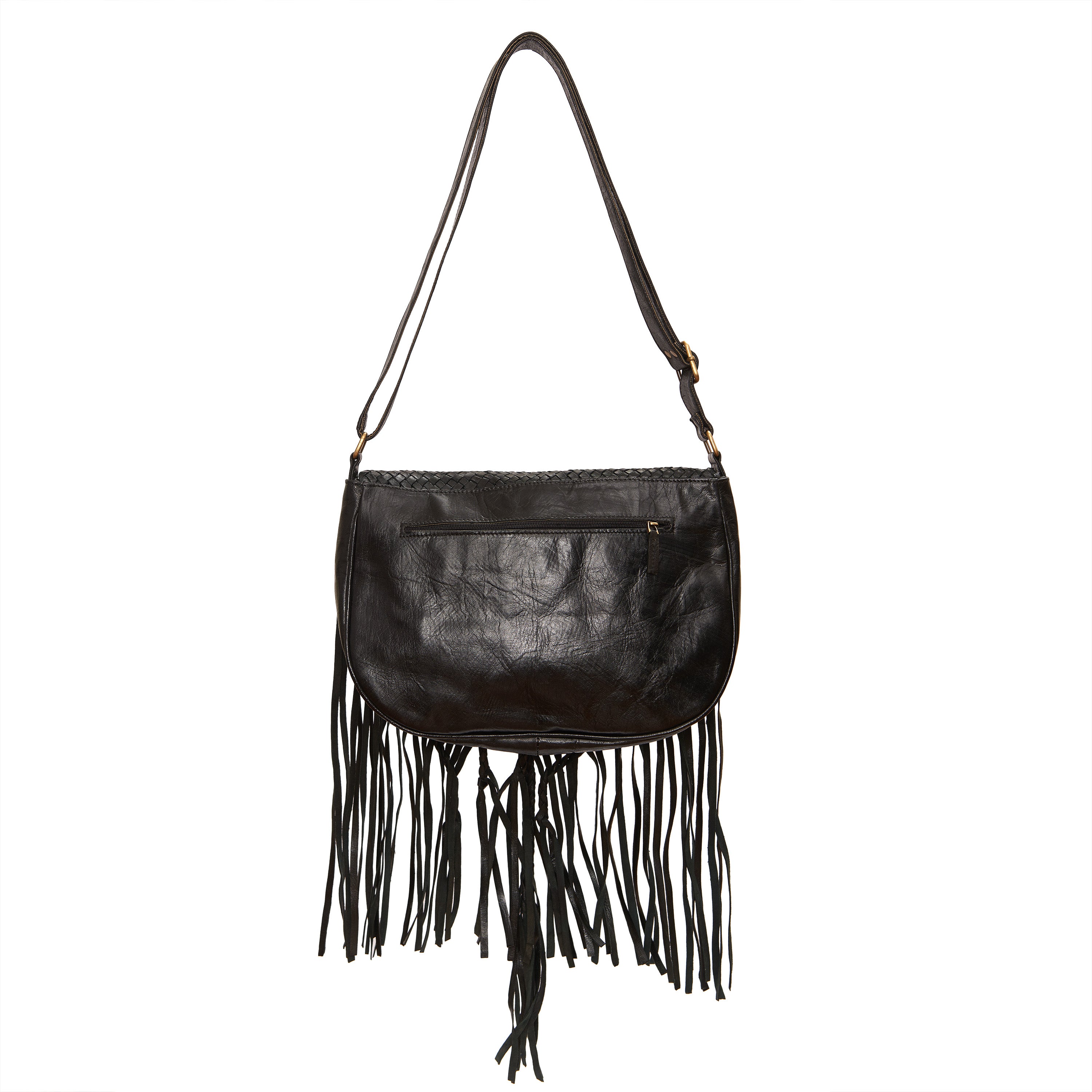 Handwoven Moroccan Leather Fringe Messenger Bag – Bohemian Crossbody & Shoulder Bag