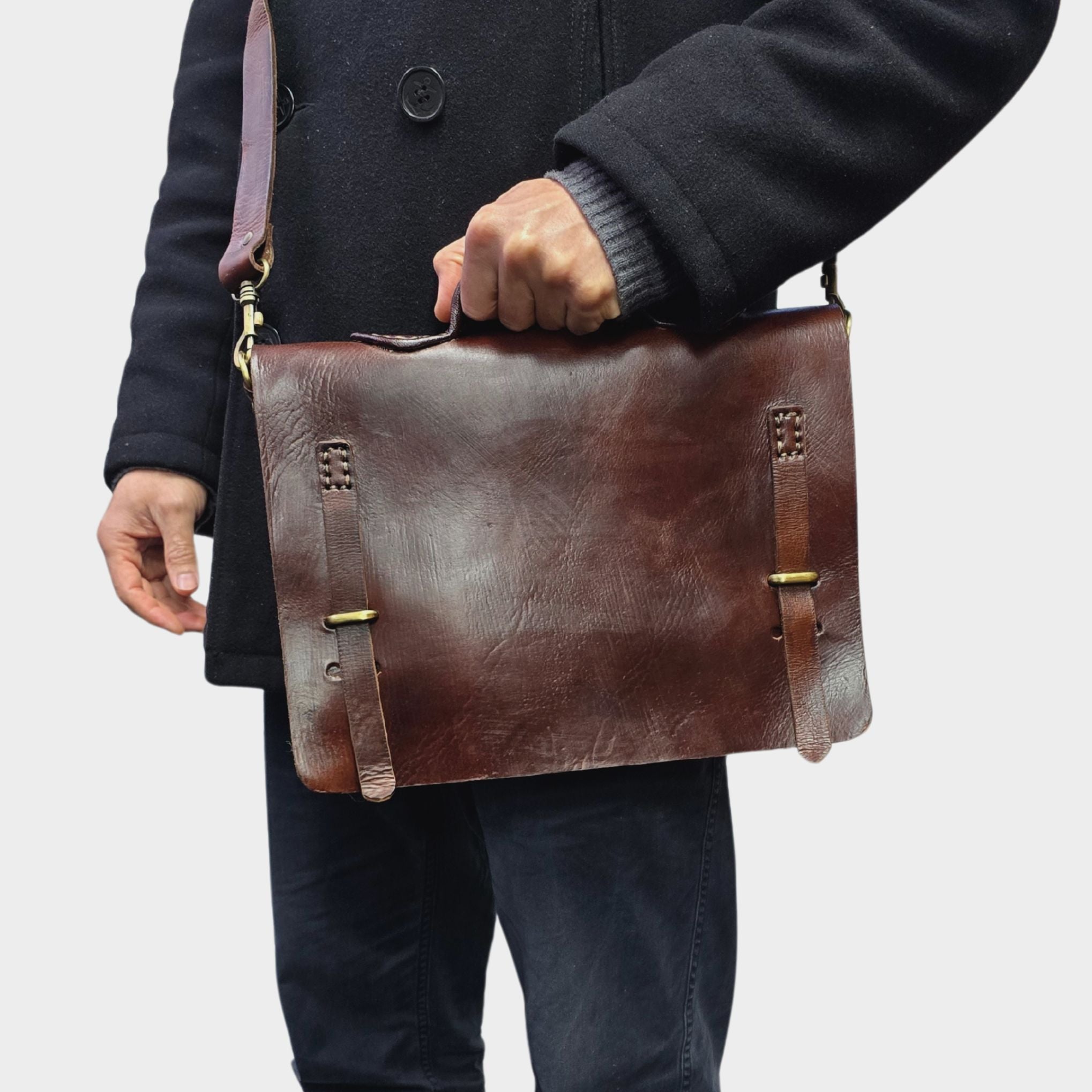 Camden Loop Dark Brown Briefcase Bag - Artisan Stories
