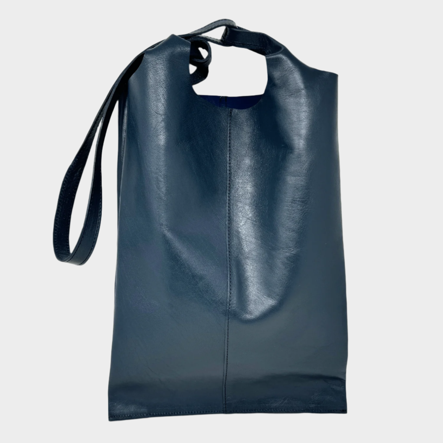Classic Leather Tote carrier Bag - Navy Blue - Artisan Stories