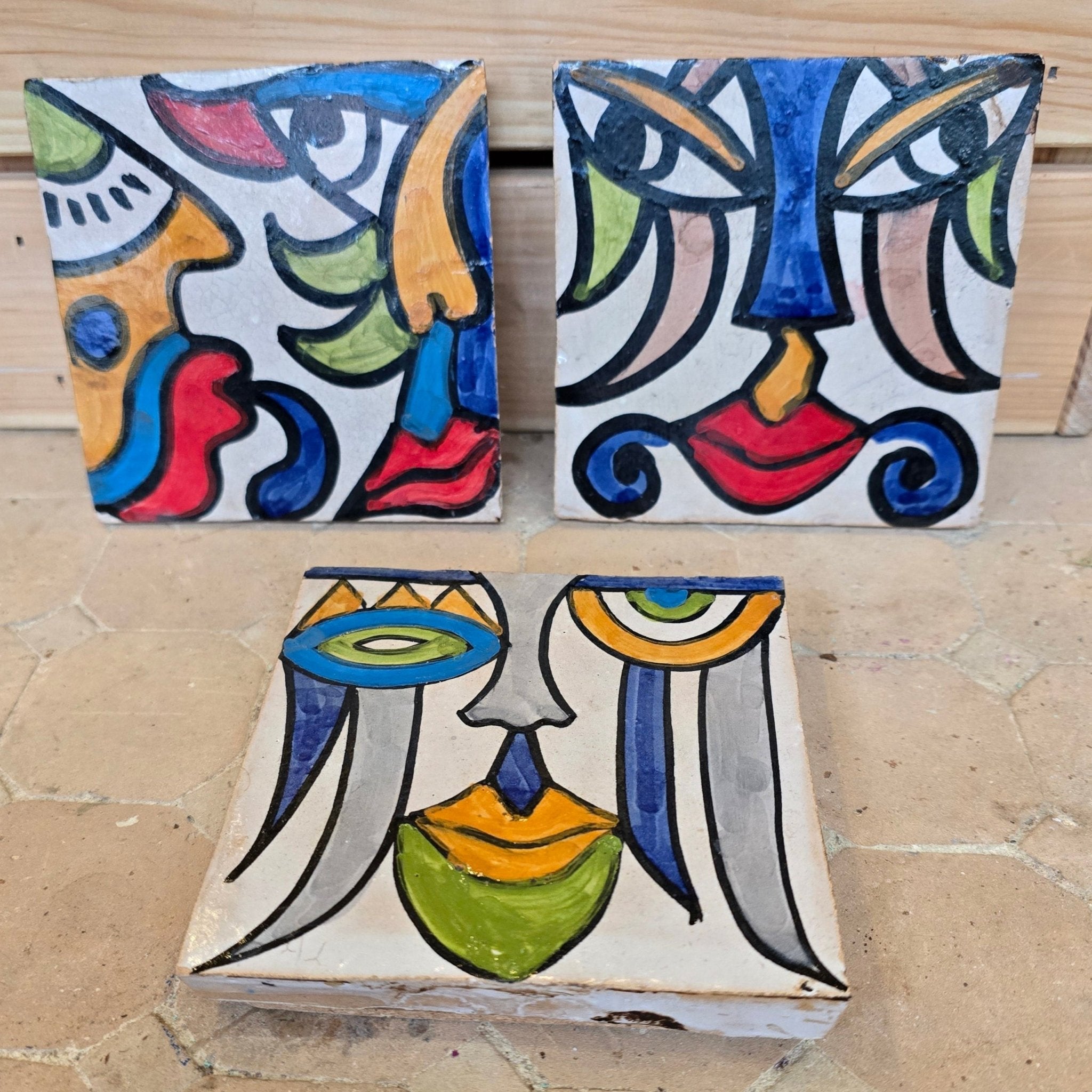 Cubist ceramic coaster Tile - Artisan Stories