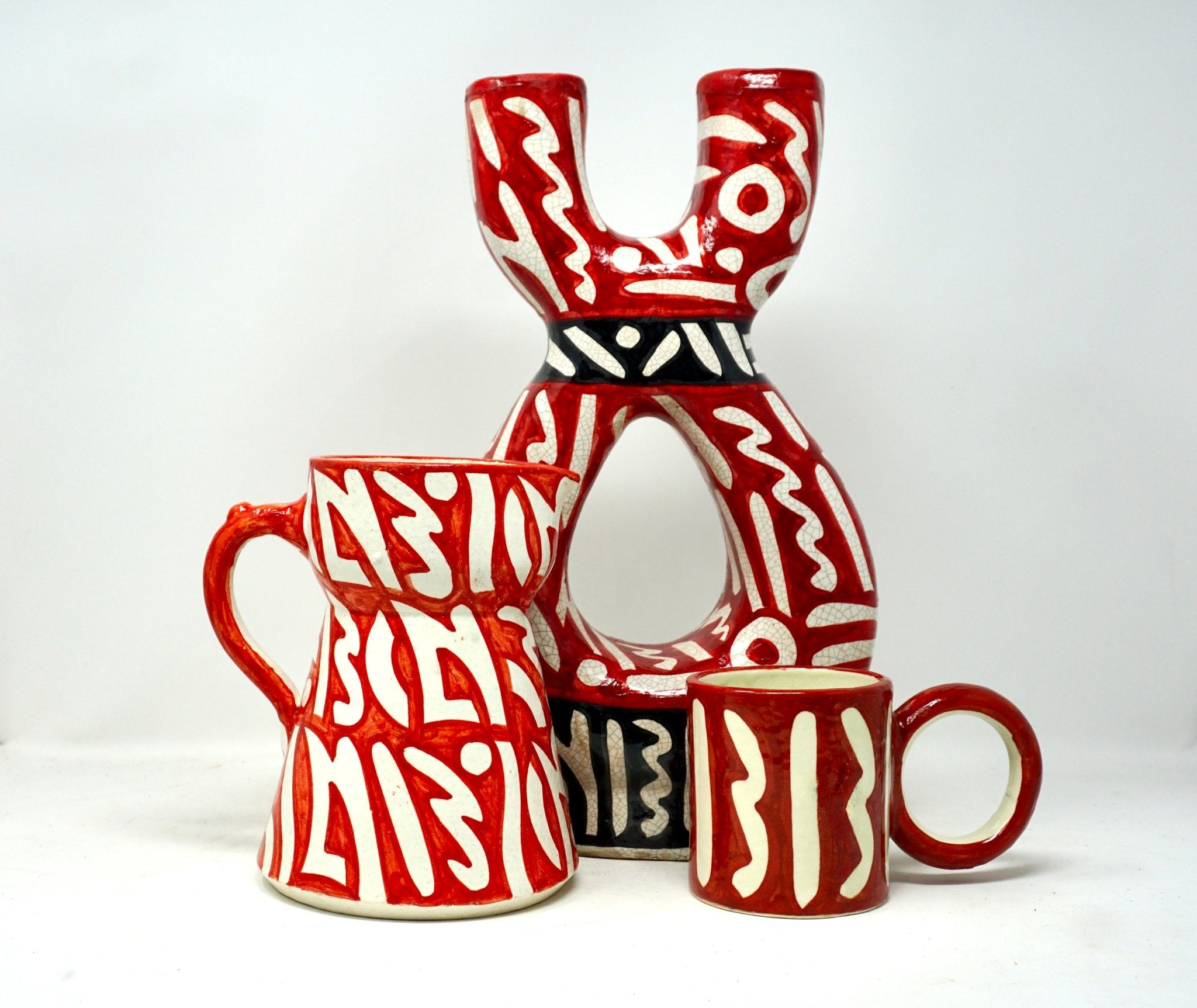 Cubist design ceramic vase vissage moul - Artisan Stories