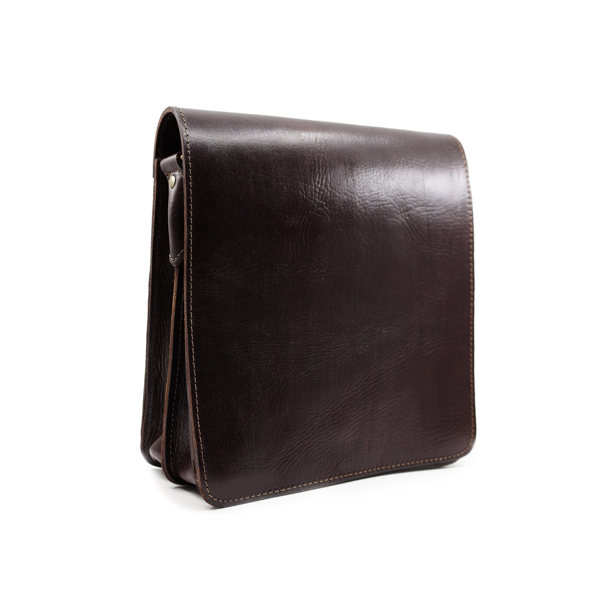 Dark brown leather Midi Messenger Bag - Artisan Stories