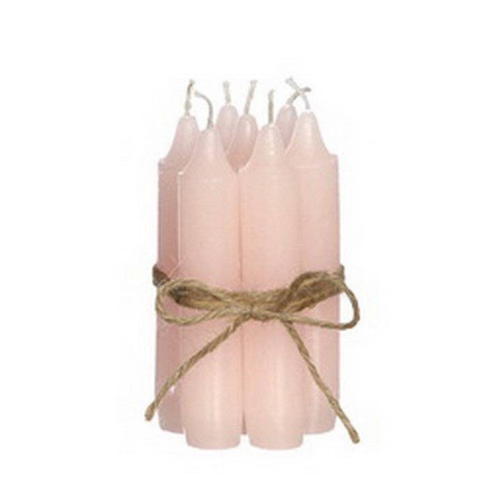white pink Taper candle h.11 cm set 7