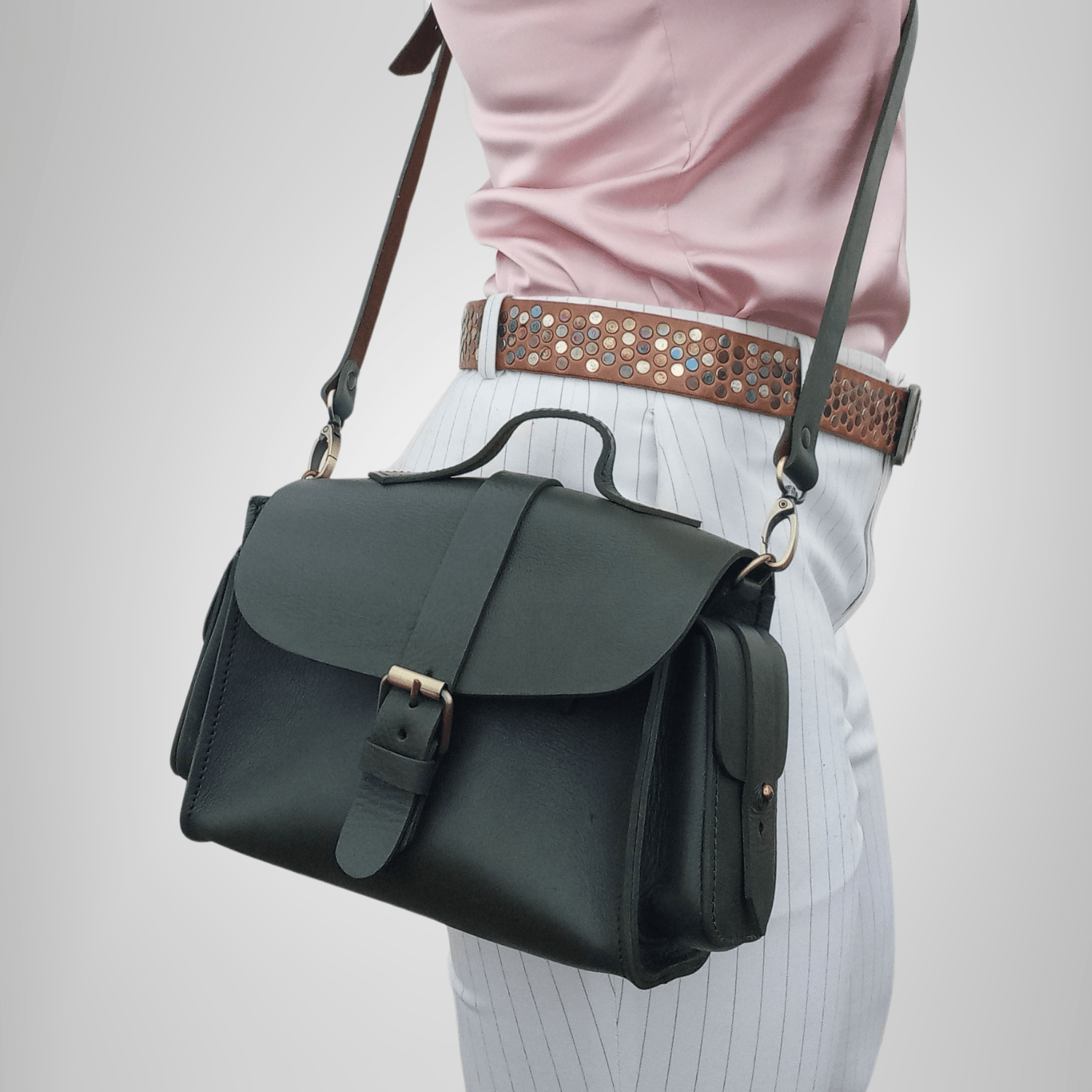 Flora Leather Handbag - Green - Artisan Stories