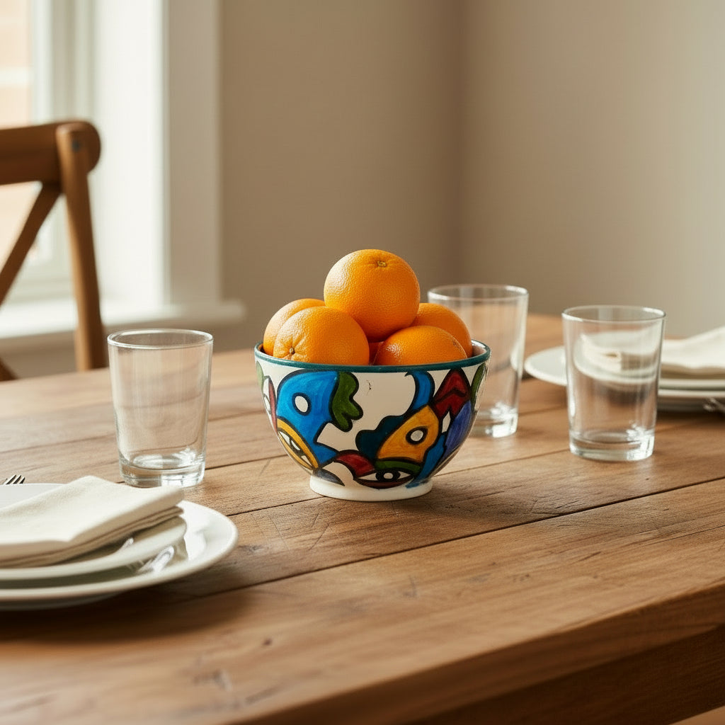 Handbemalte abstrakte Keramikschale