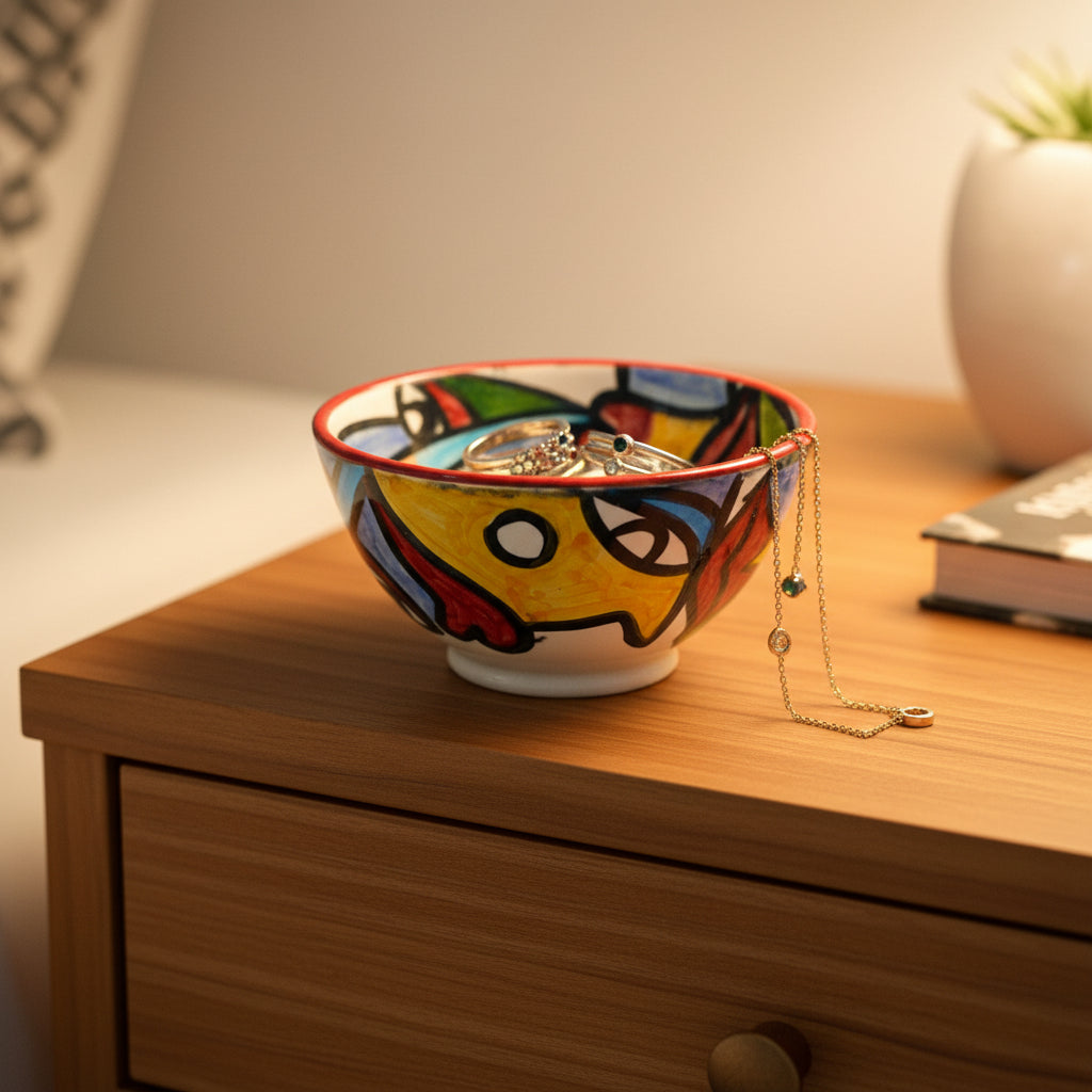 Handbemalte abstrakte Keramikschale