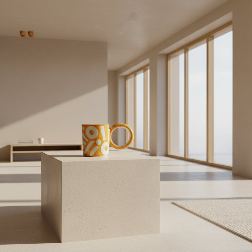 Hand - painted Round Handle Terracotta Mug - Artisan Stories