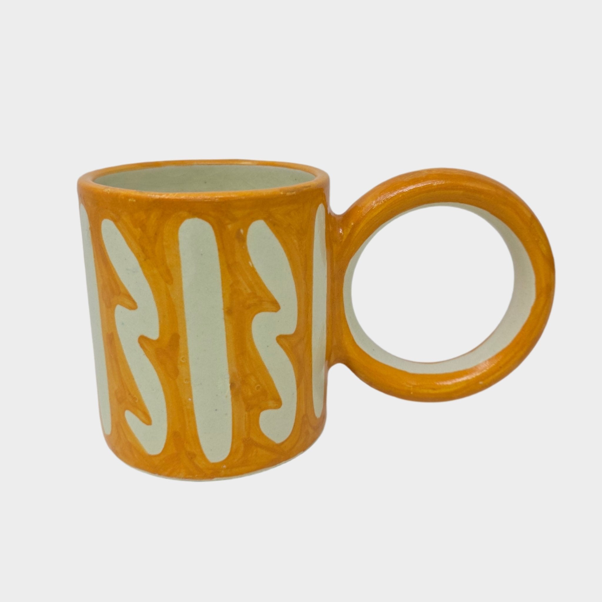Hand - painted Round Handle Terracotta Mug - Artisan Stories
