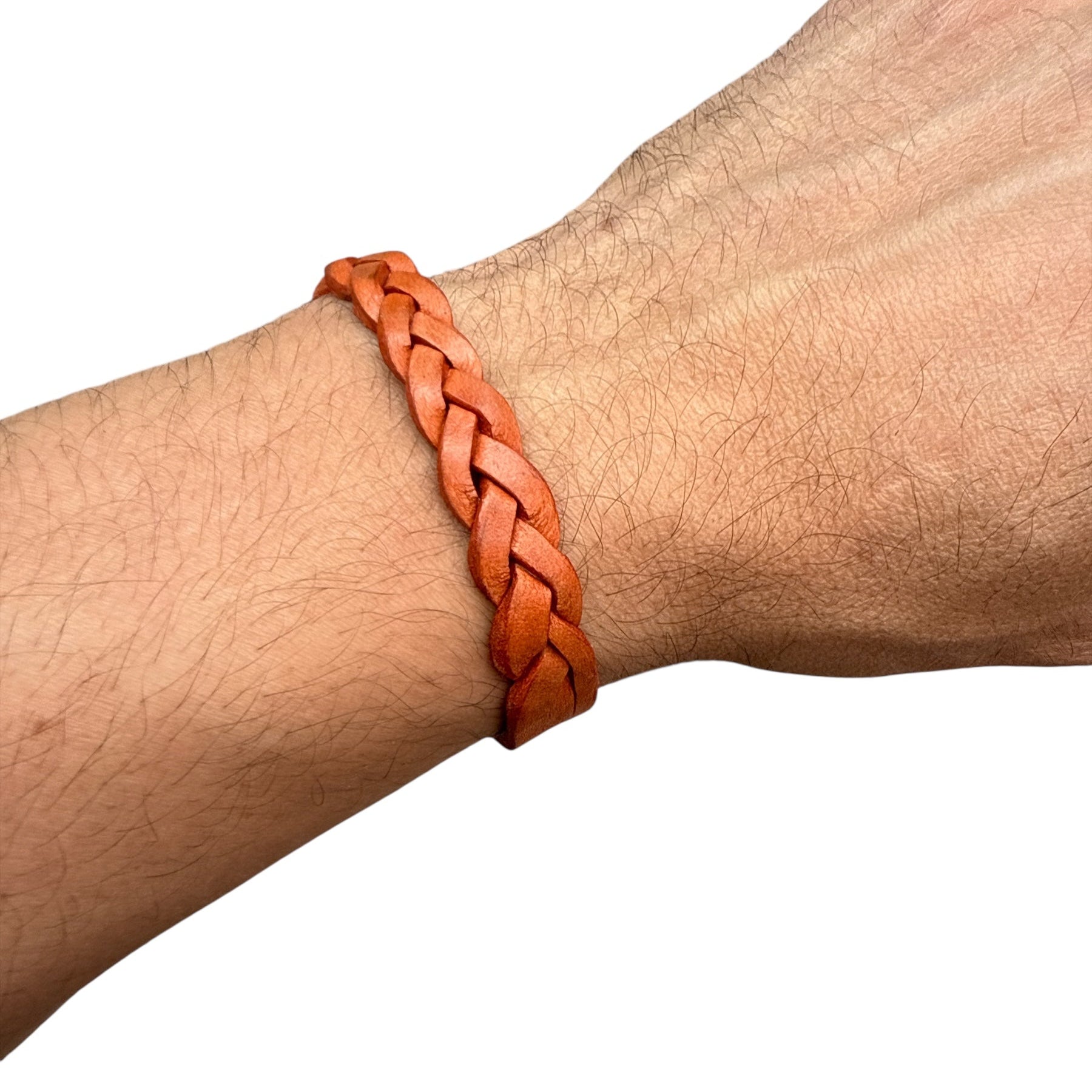 handmade braided leather bracelet in brown worn on wrist for stylish accessories
