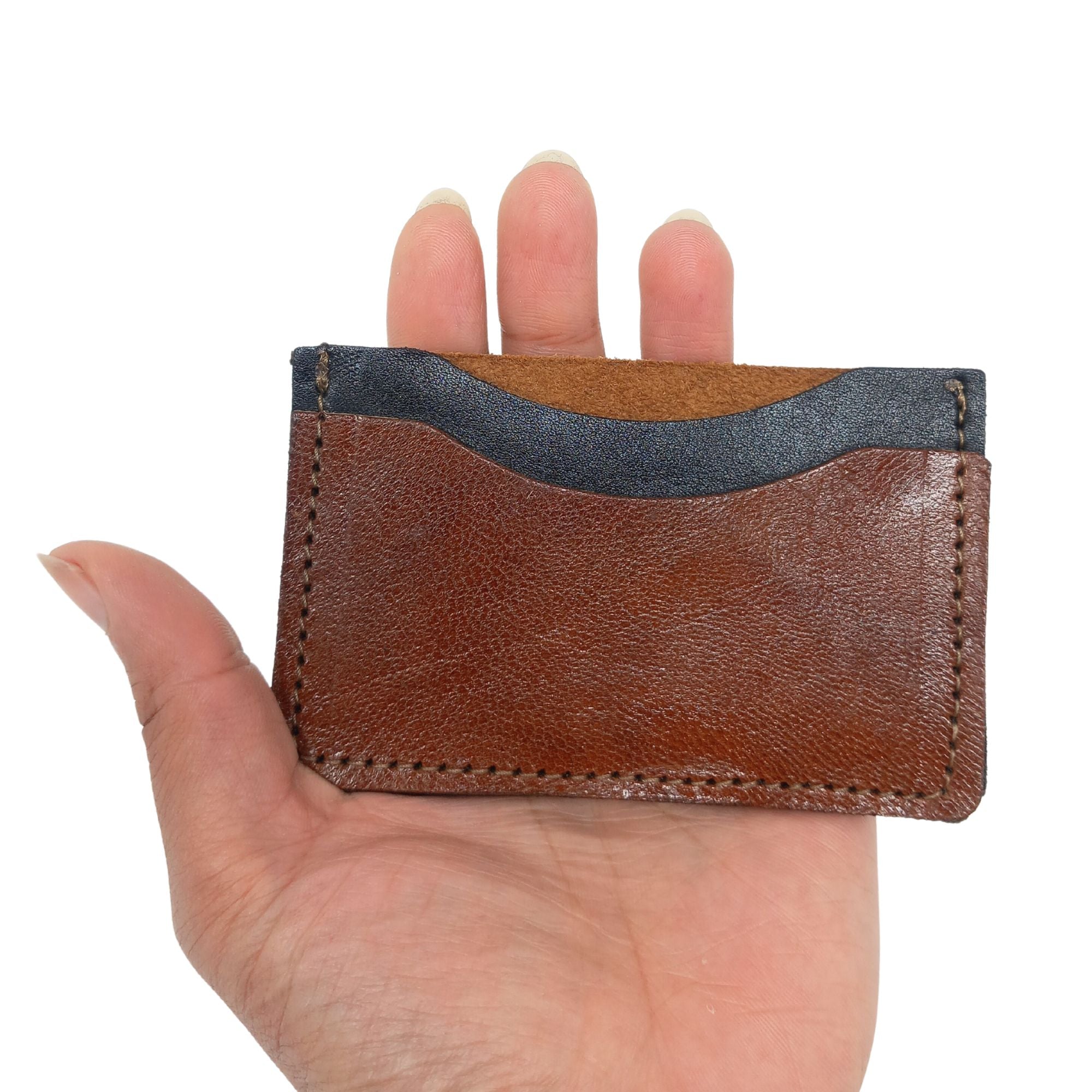 Minimal handcrafted leather card holder