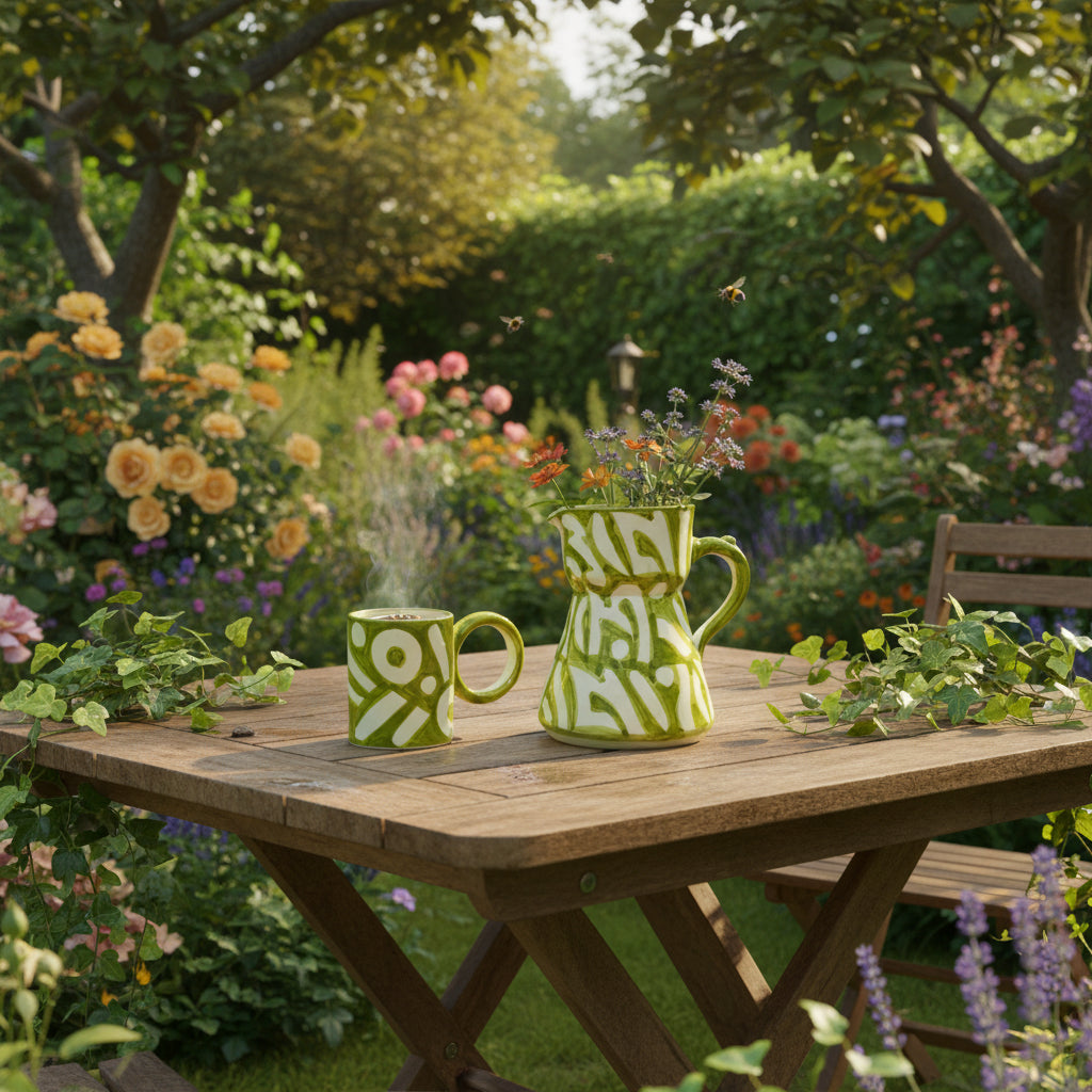 handpainted Round handle terracotta mug - Artisan Stories