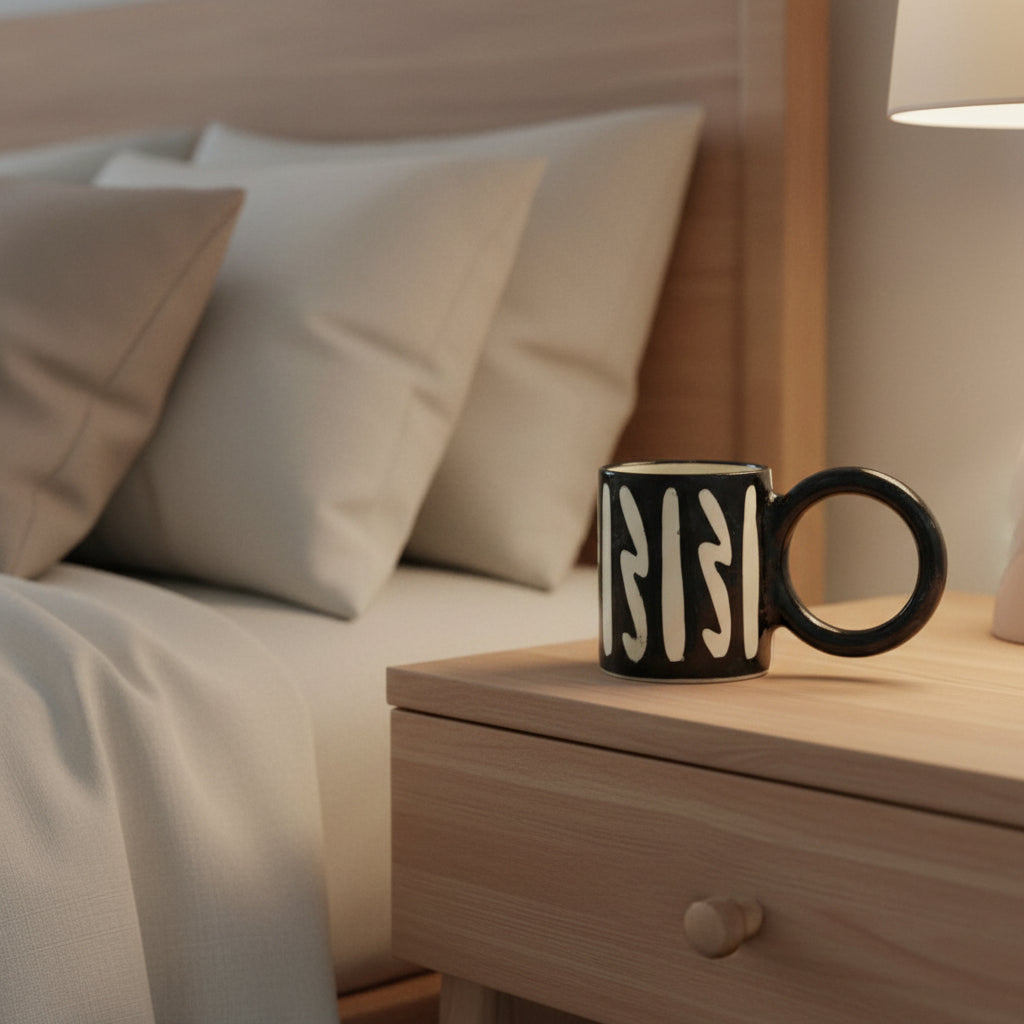 handpainted Round handle terracotta mug - Artisan Stories