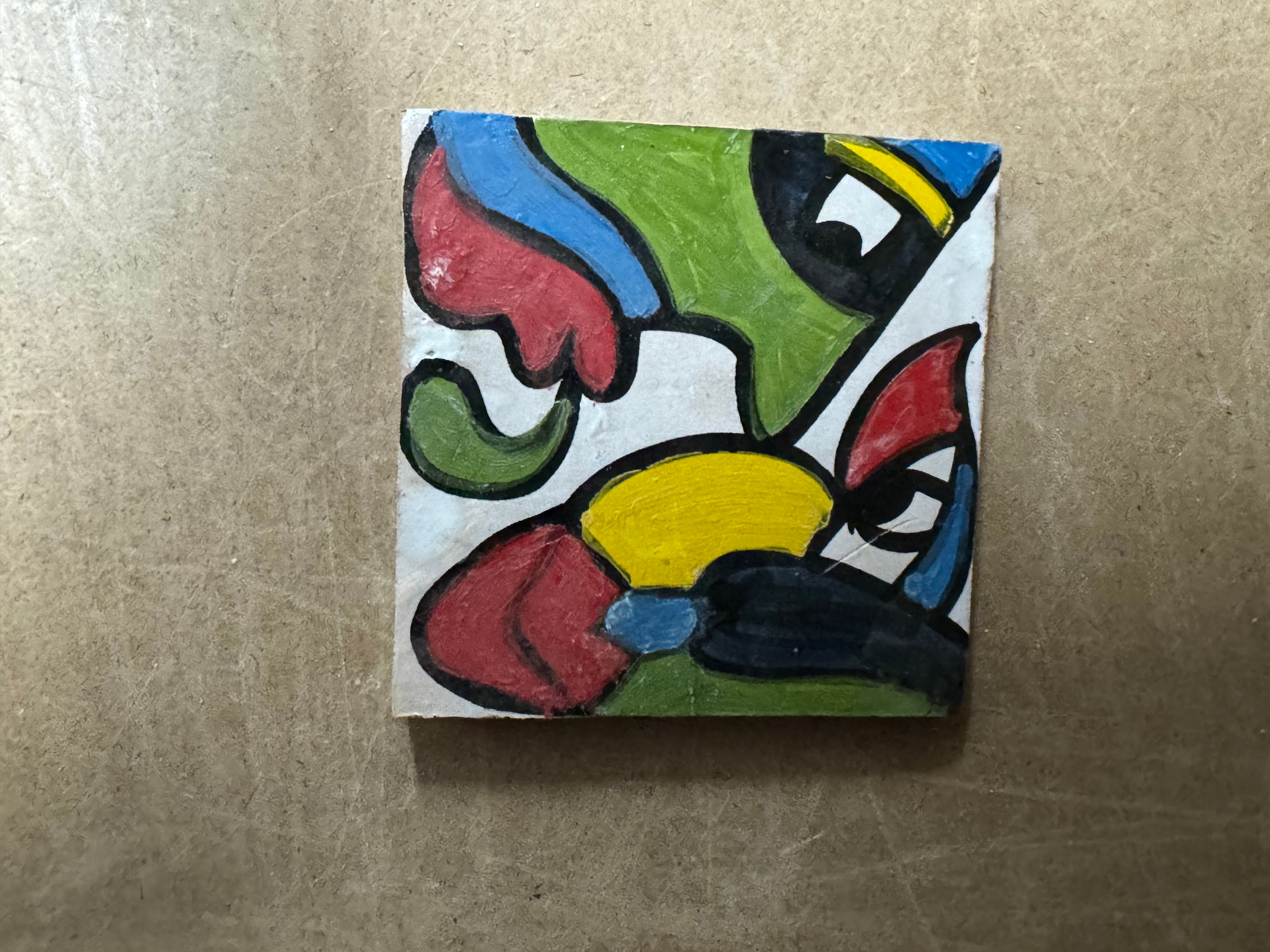 Cubist ceramic coaster Tile
