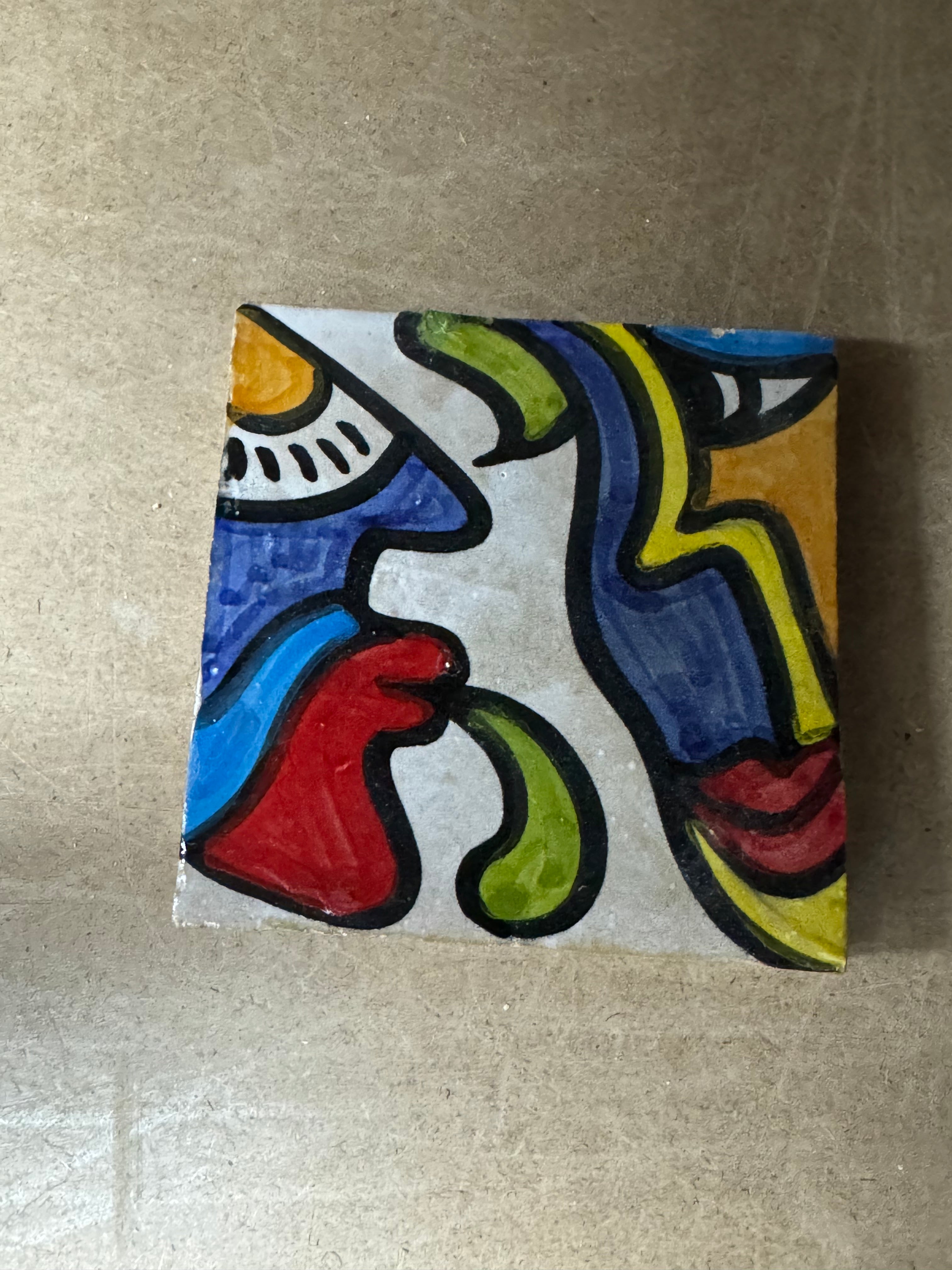 Cubist ceramic coaster Tile