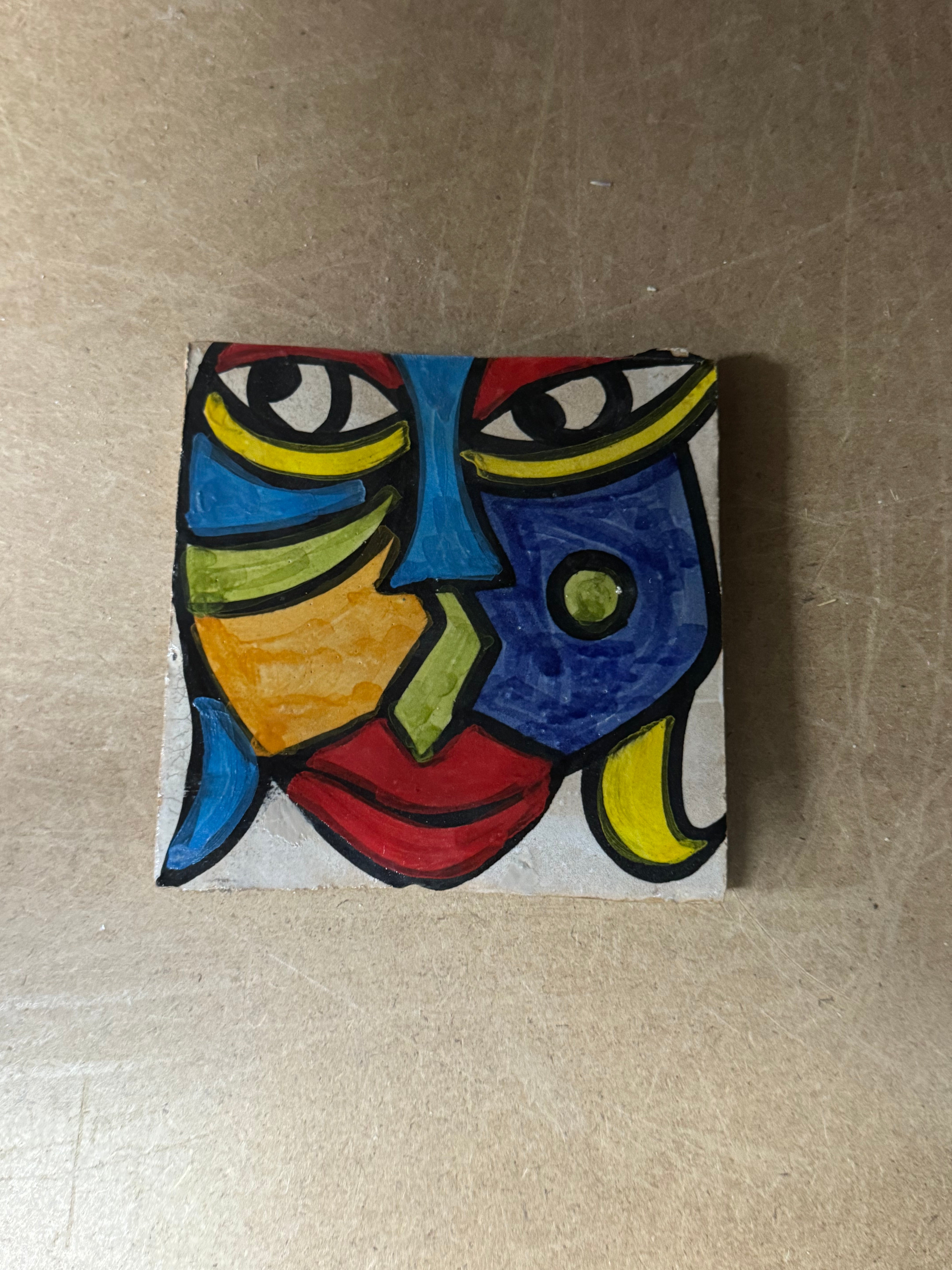 Cubist ceramic coaster Tile