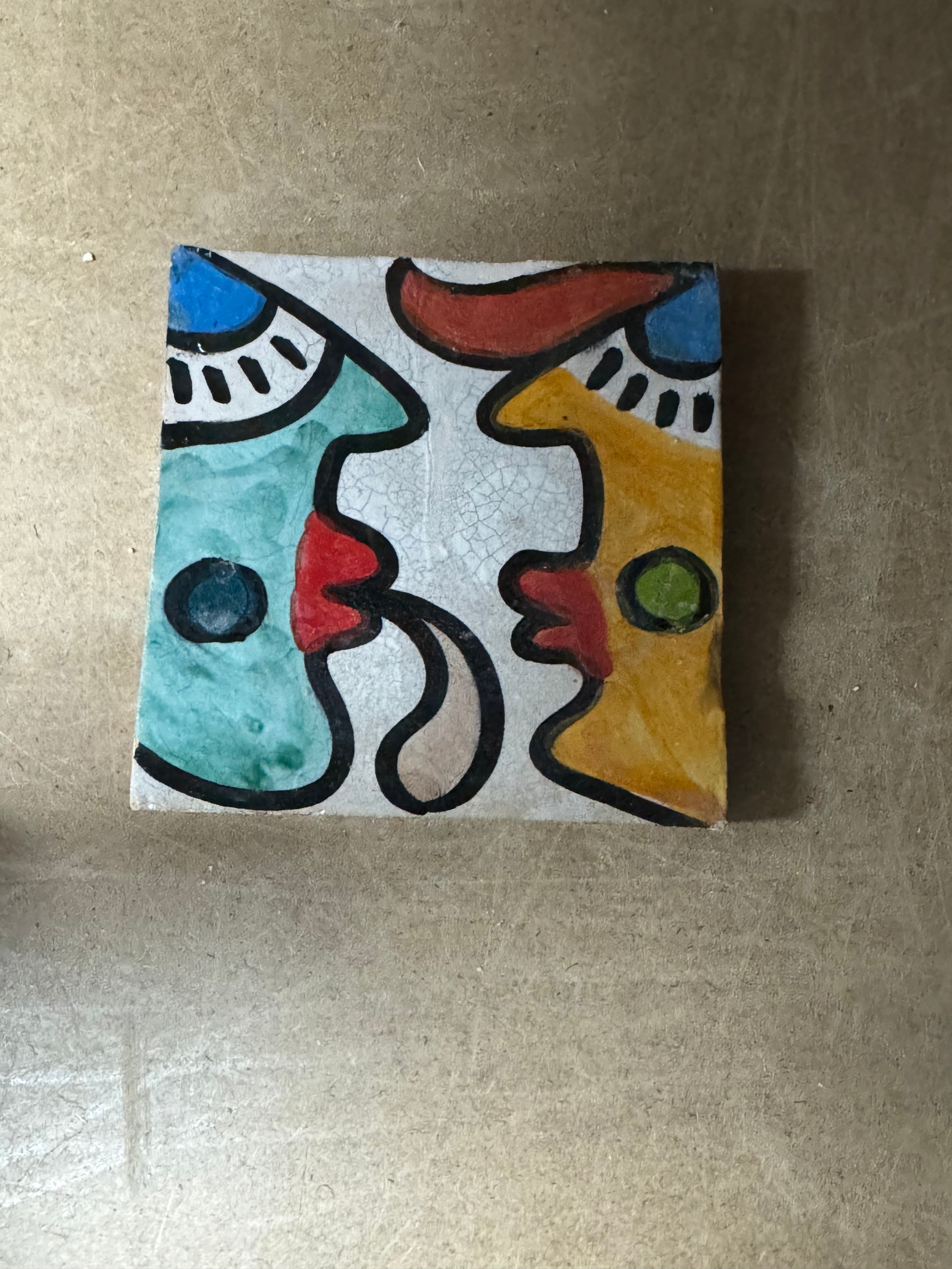 Cubist ceramic coaster Tile