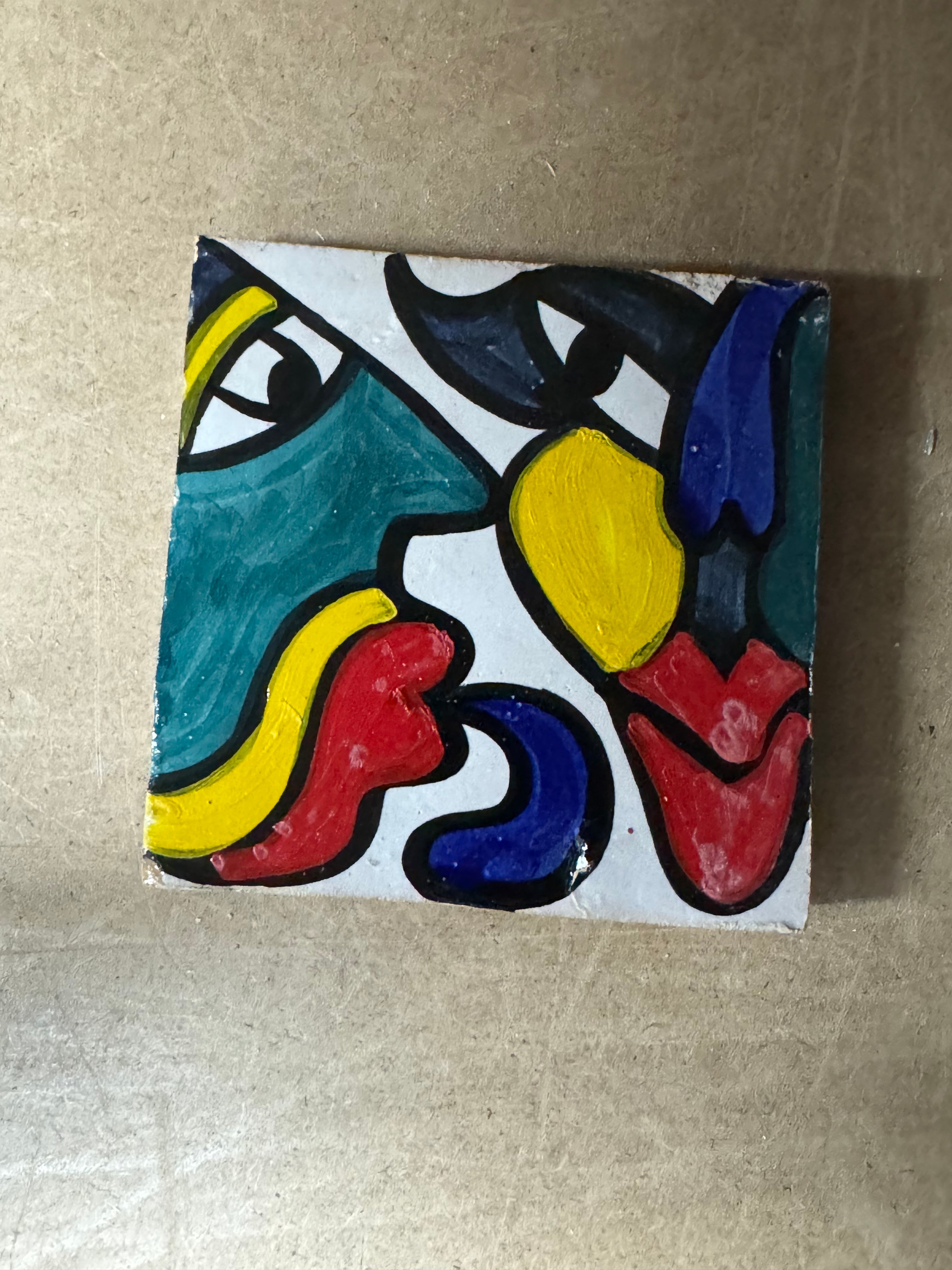 Cubist ceramic coaster Tile