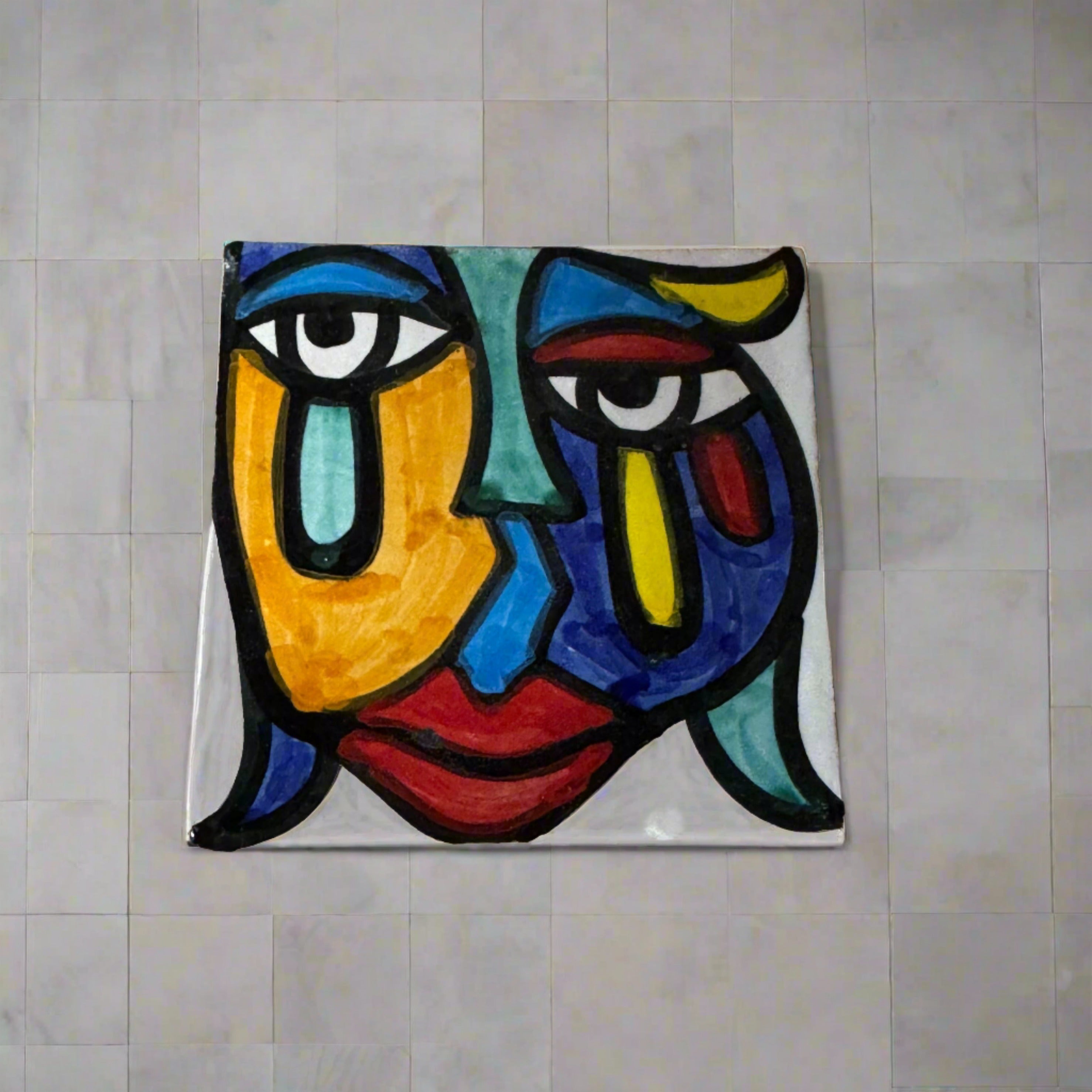 Cubist ceramic coaster Tile