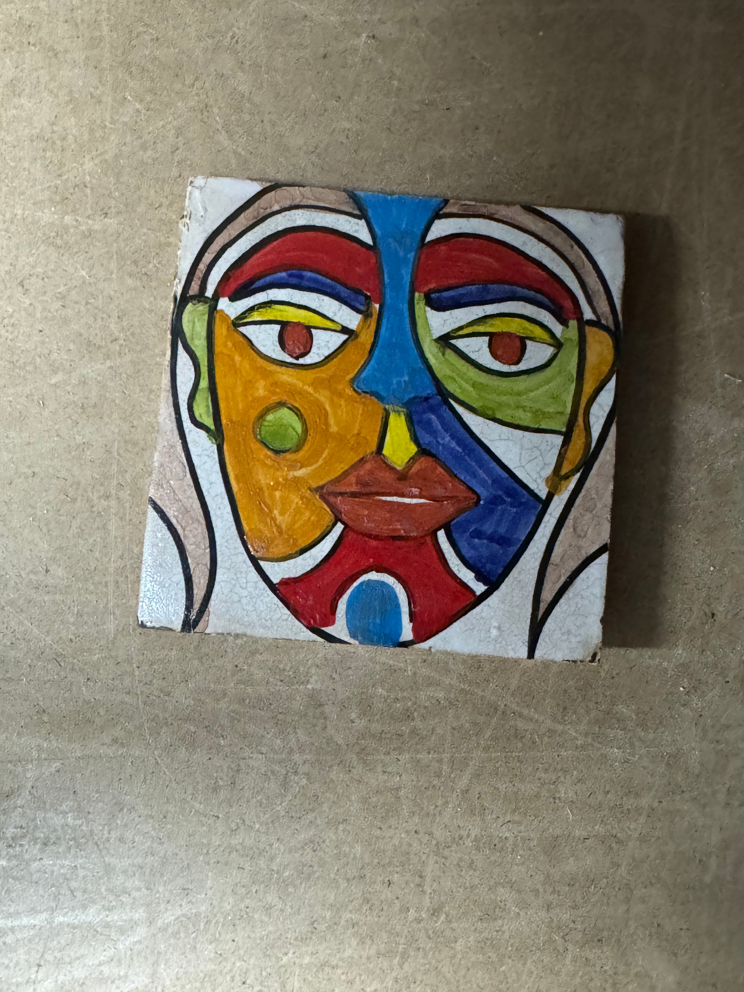 Cubist ceramic coaster Tile