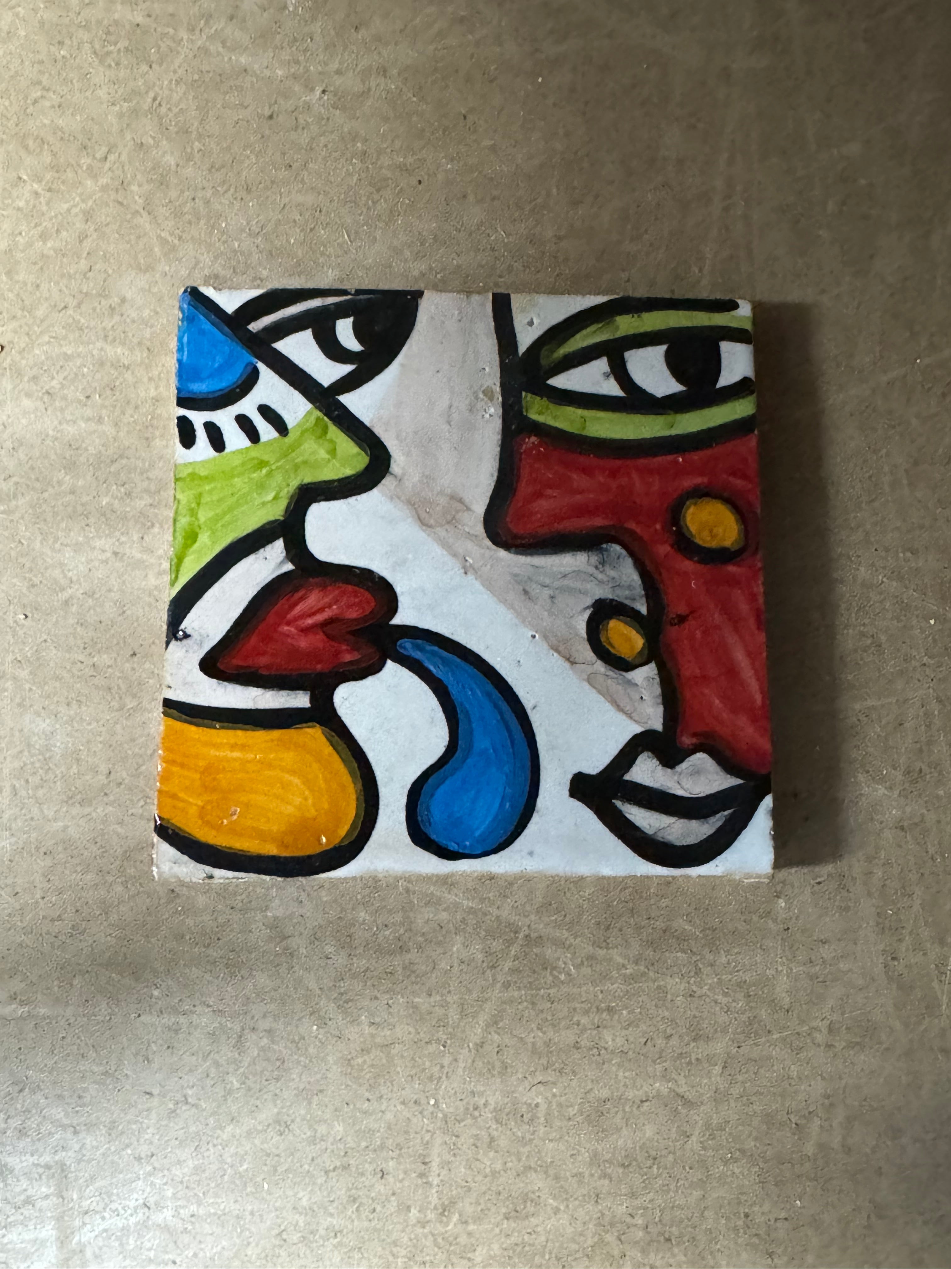 Cubist ceramic coaster Tile