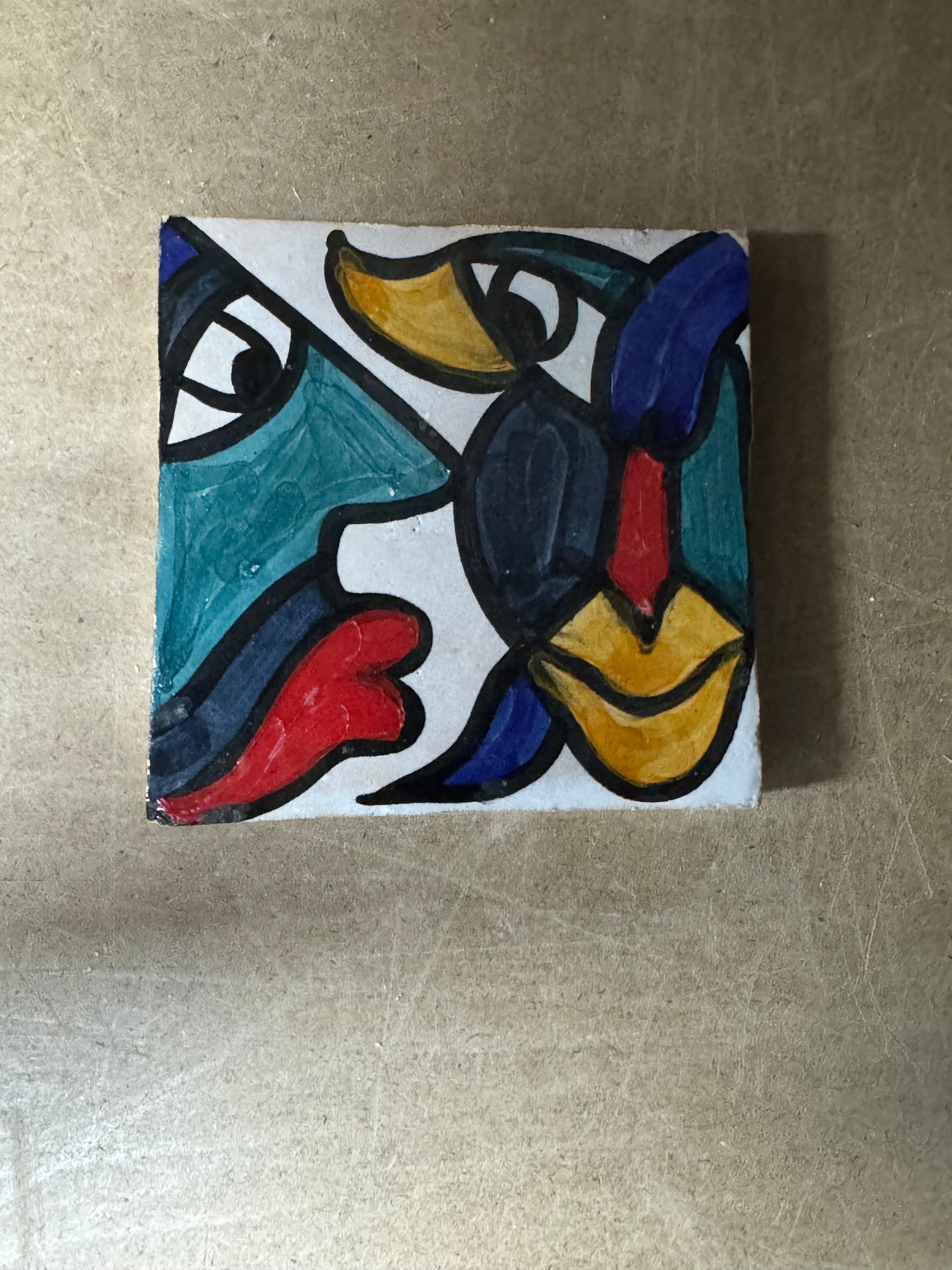 Cubist ceramic coaster Tile