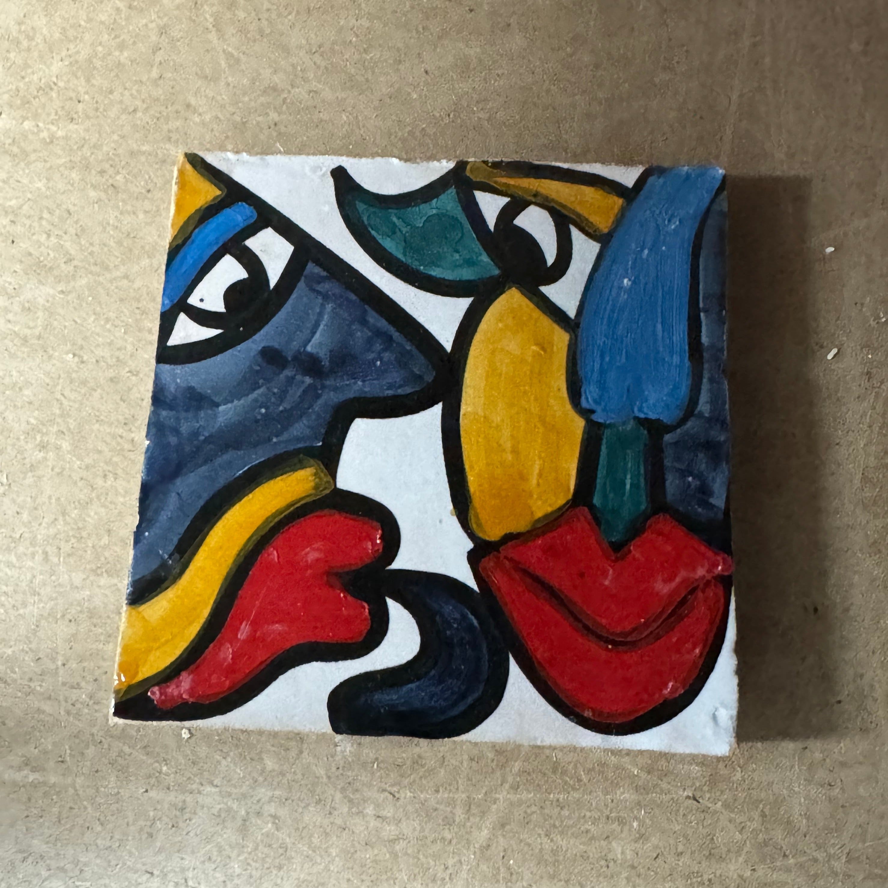 Cubist ceramic coaster Tile