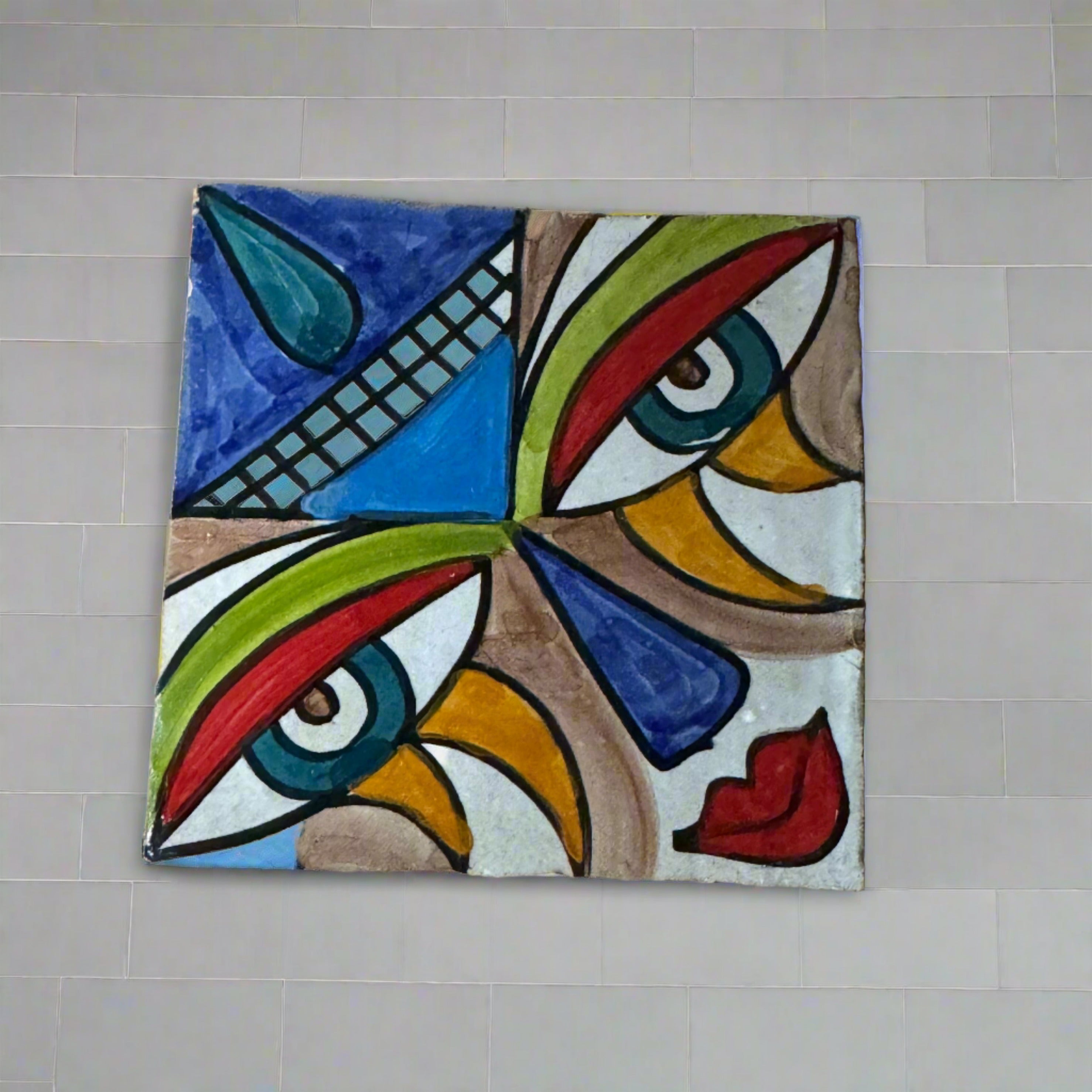 Cubist ceramic coaster Tile