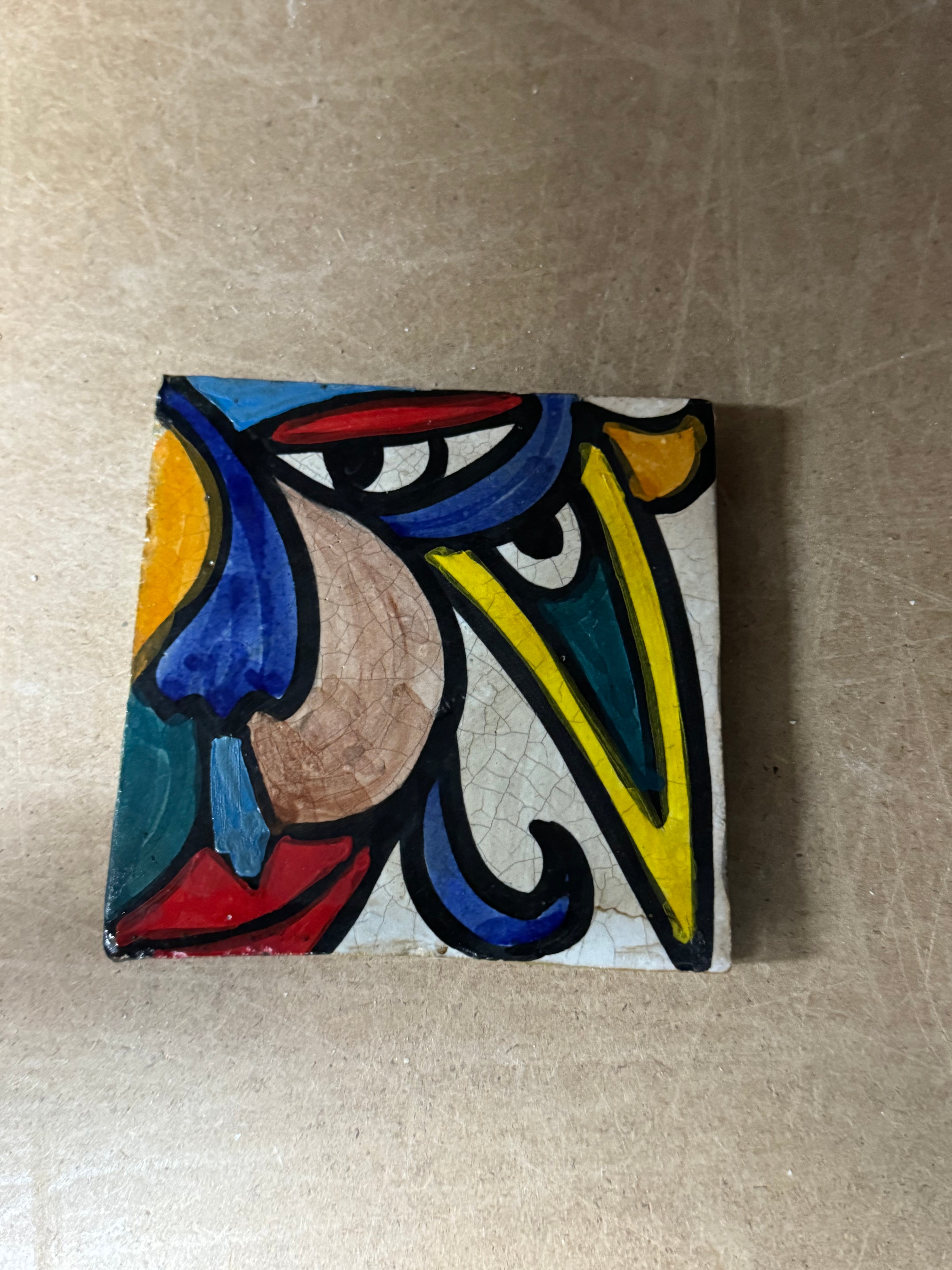 Cubist ceramic coaster Tile