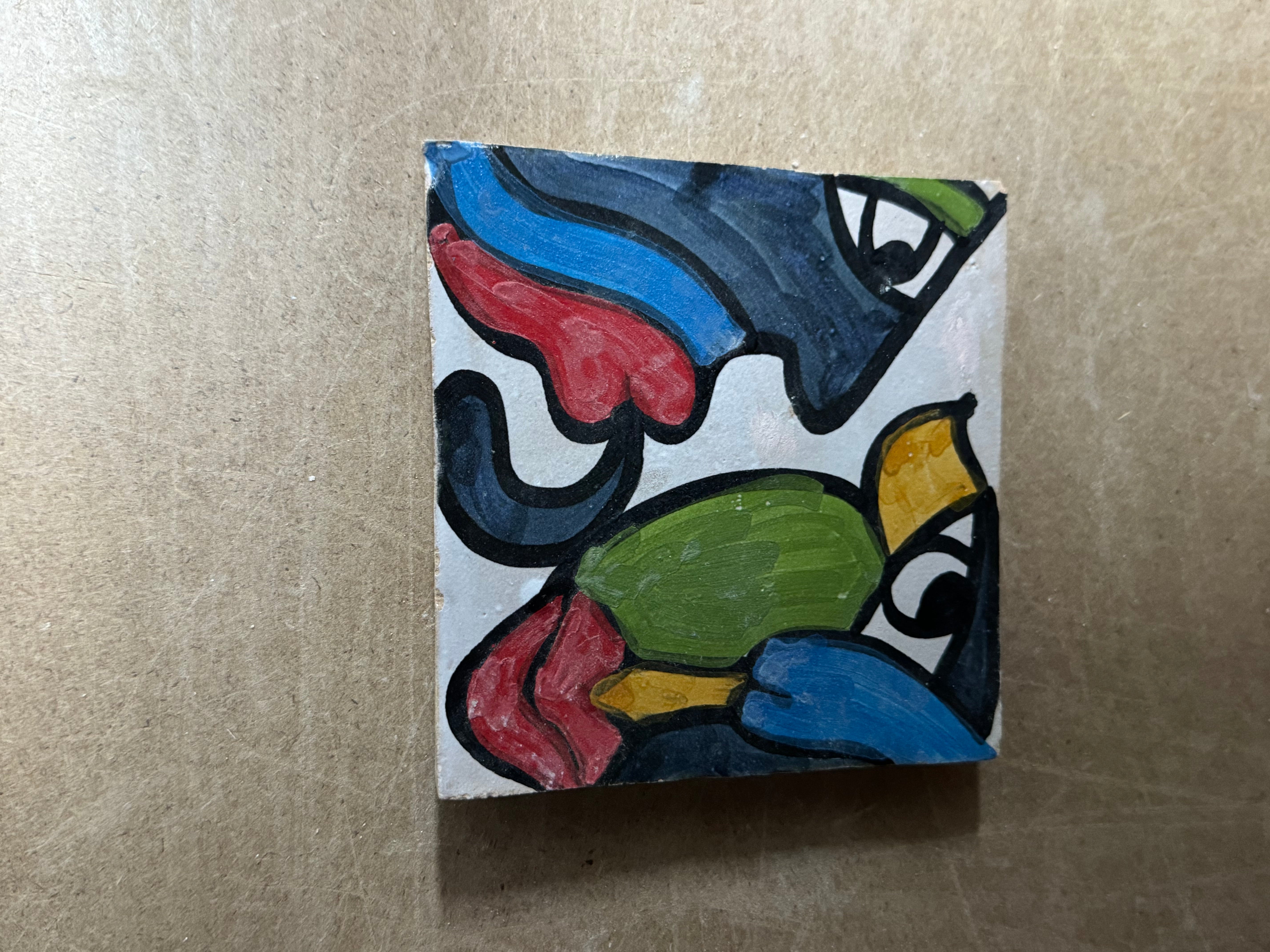 Cubist ceramic coaster Tile