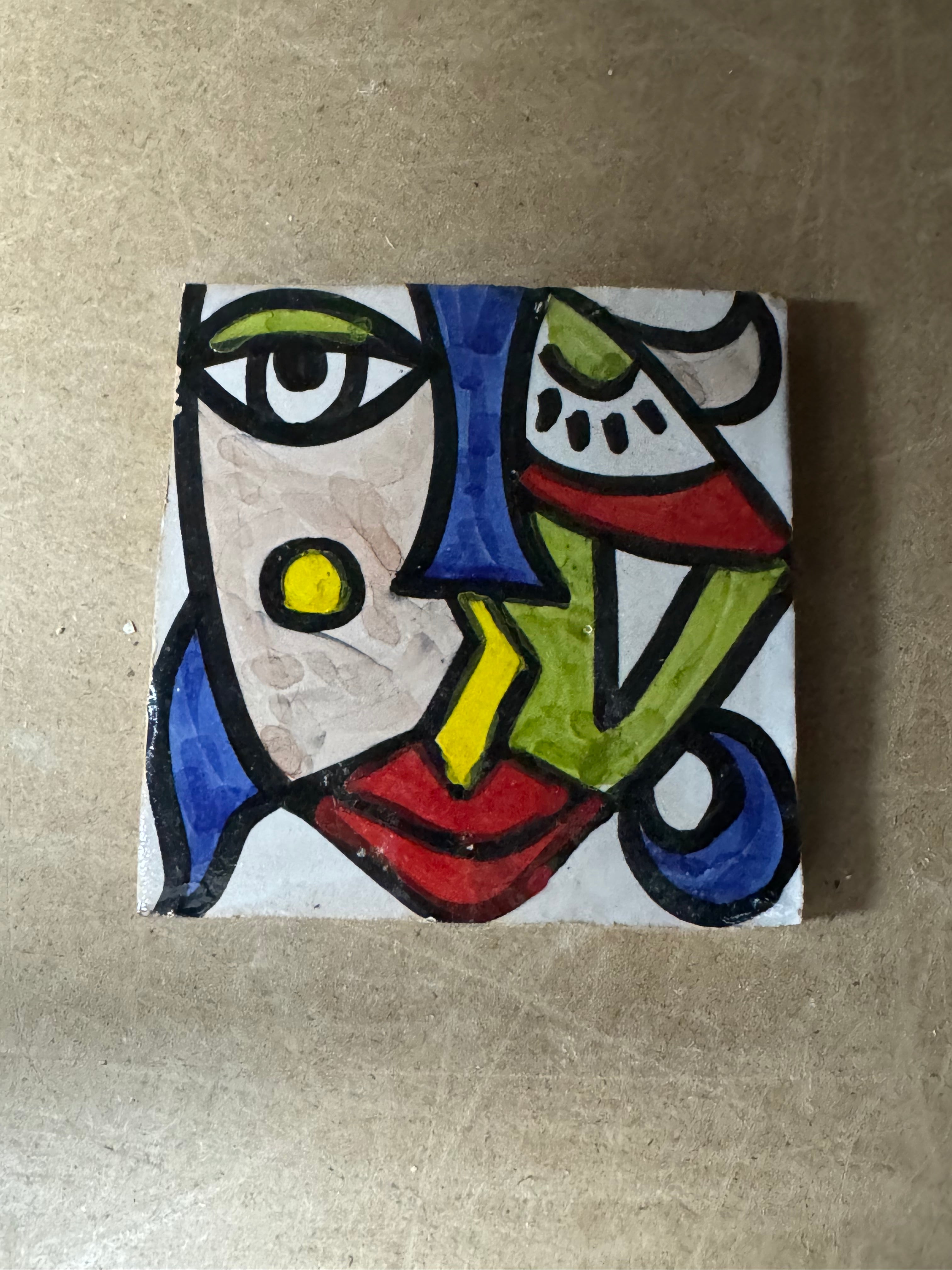 Cubist ceramic coaster Tile