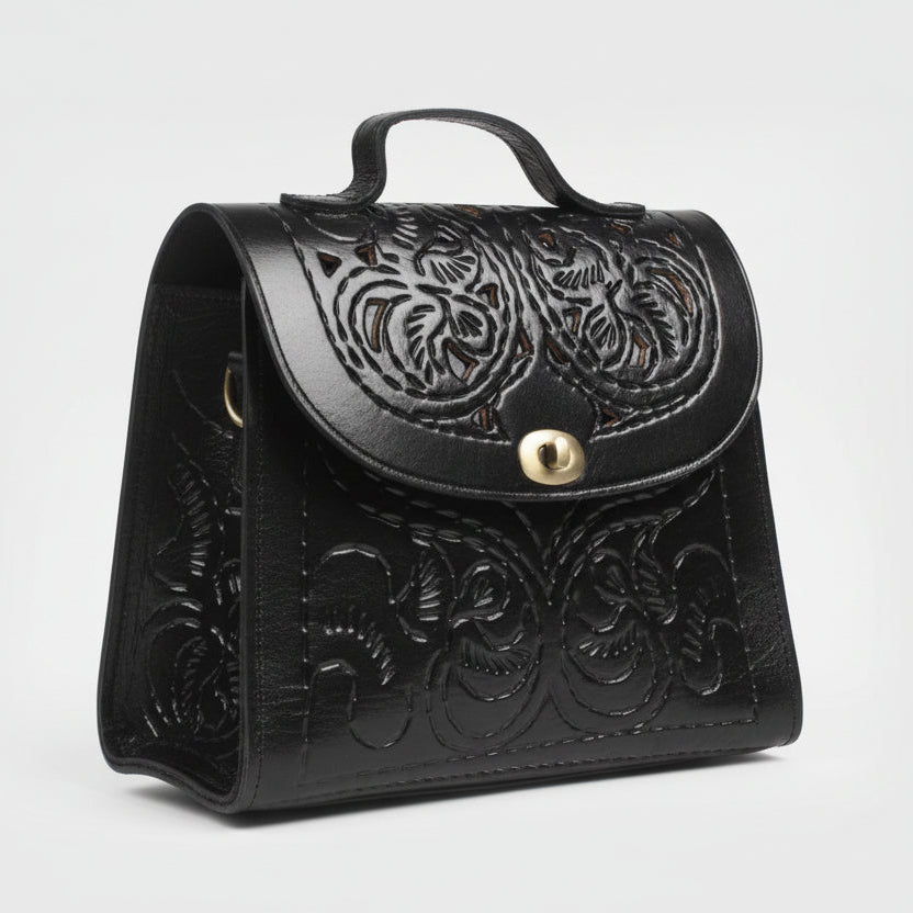 Jasmine Handcrafted Black Leather Handbag - Artisan Stories