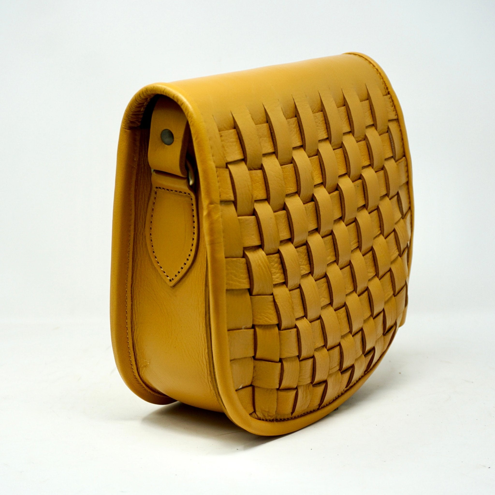 Leather Sam Woven Saddle Bag - yellow - Artisan Stories