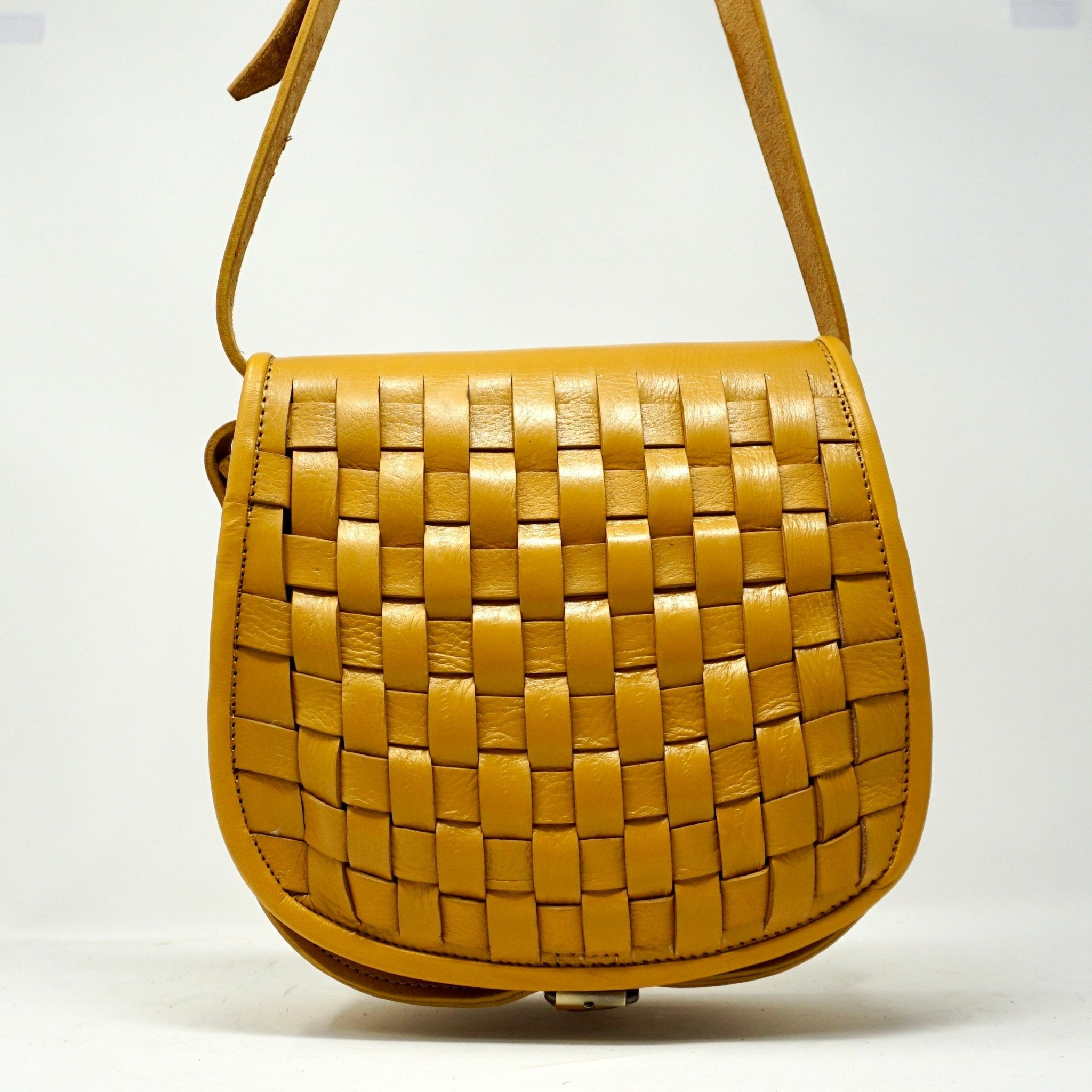 Leather Sam Woven Saddle Bag - yellow - Artisan Stories