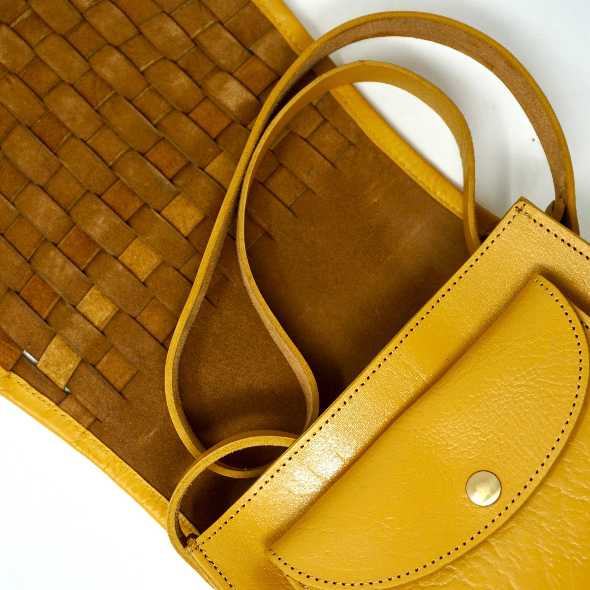Leather Sam Woven Saddle Bag - yellow - Artisan Stories