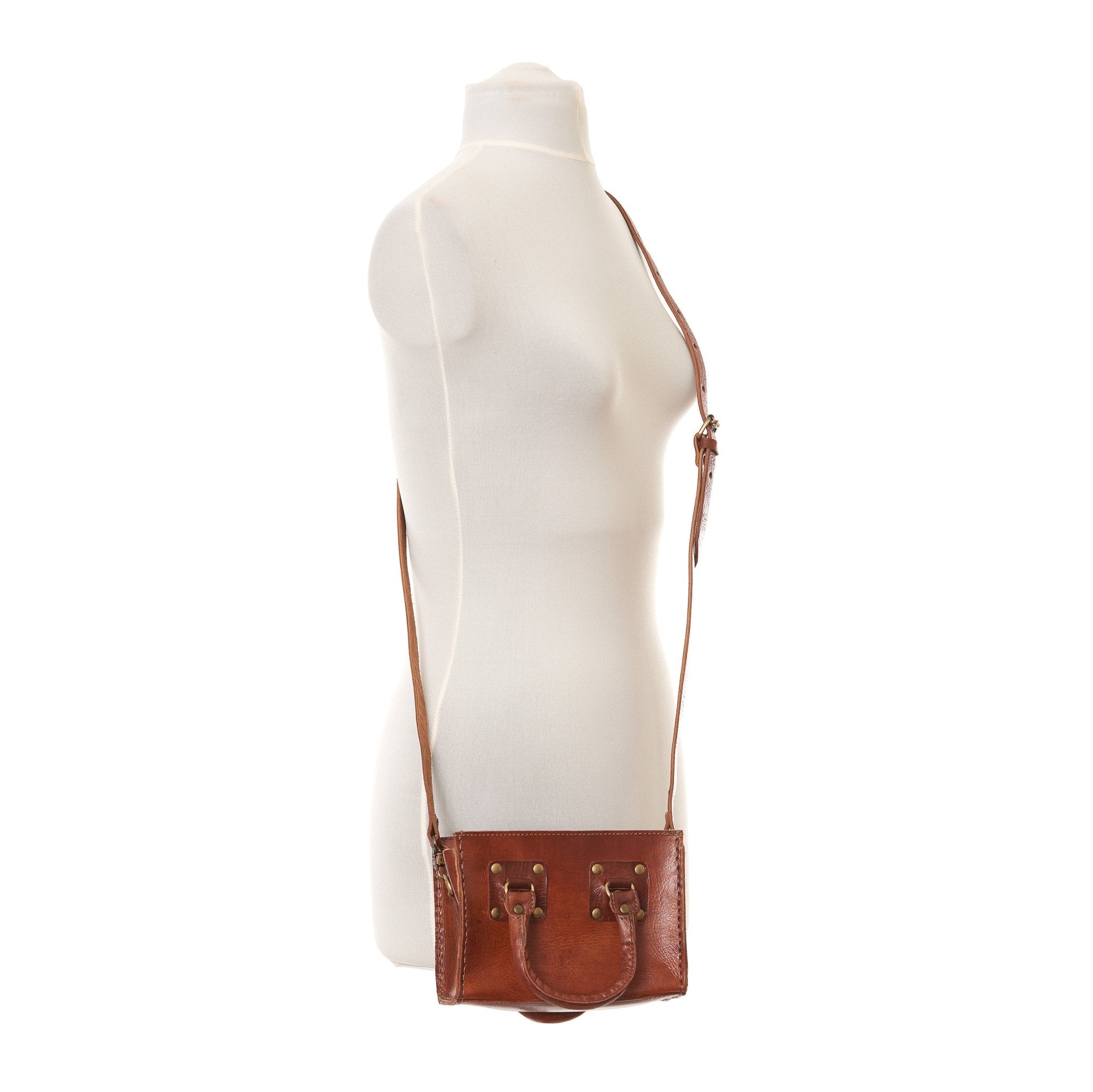 Light Brown Leather Box HandBag - Artisan Stories