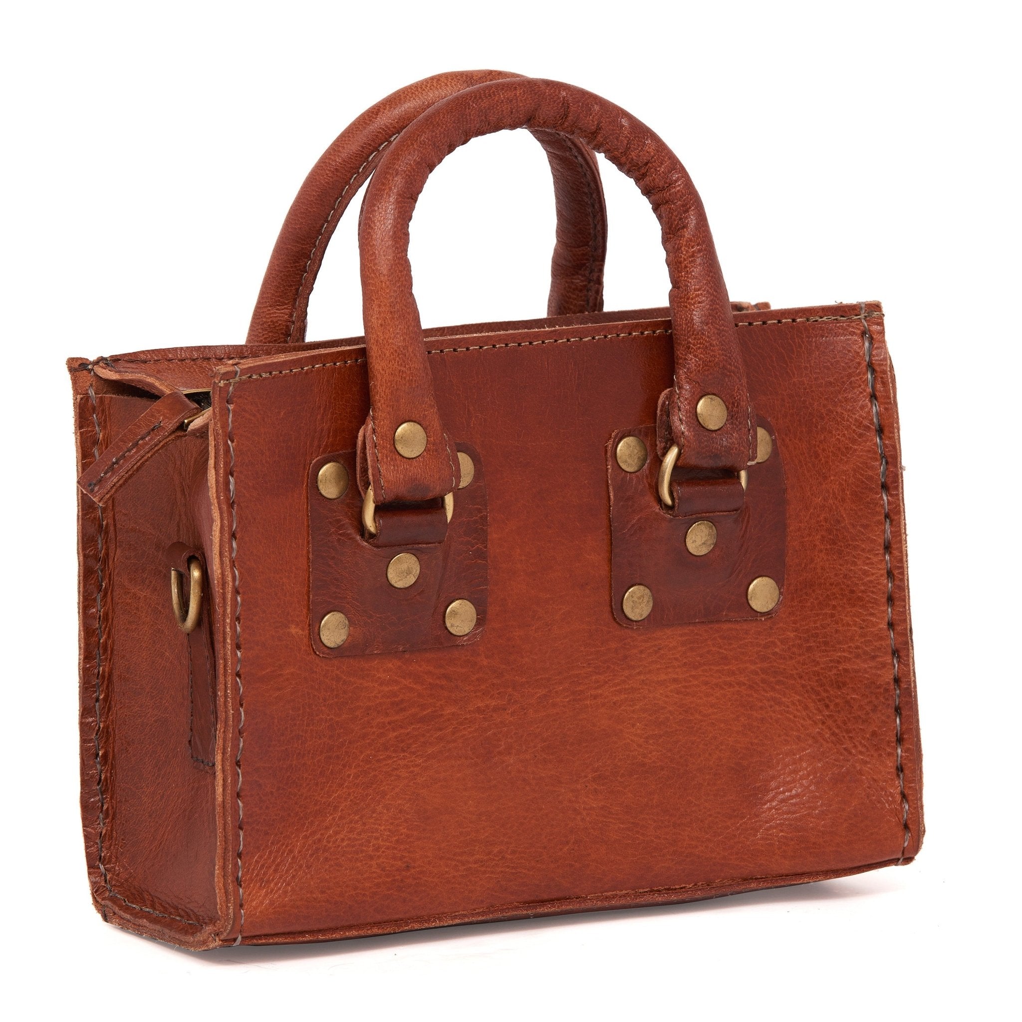 Light Brown Leather Box HandBag - Artisan Stories