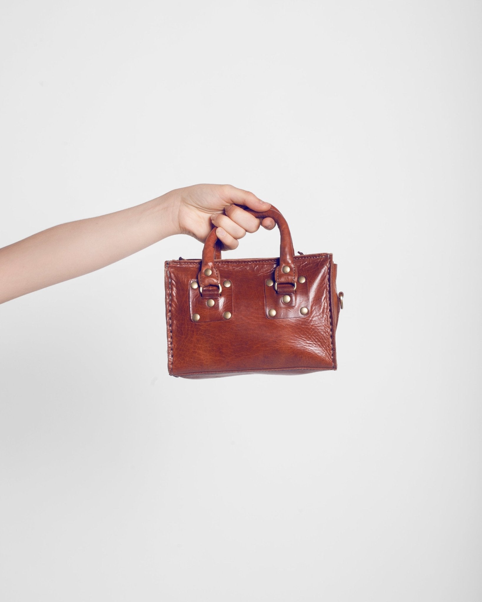 Light Brown Leather Box HandBag - Artisan Stories