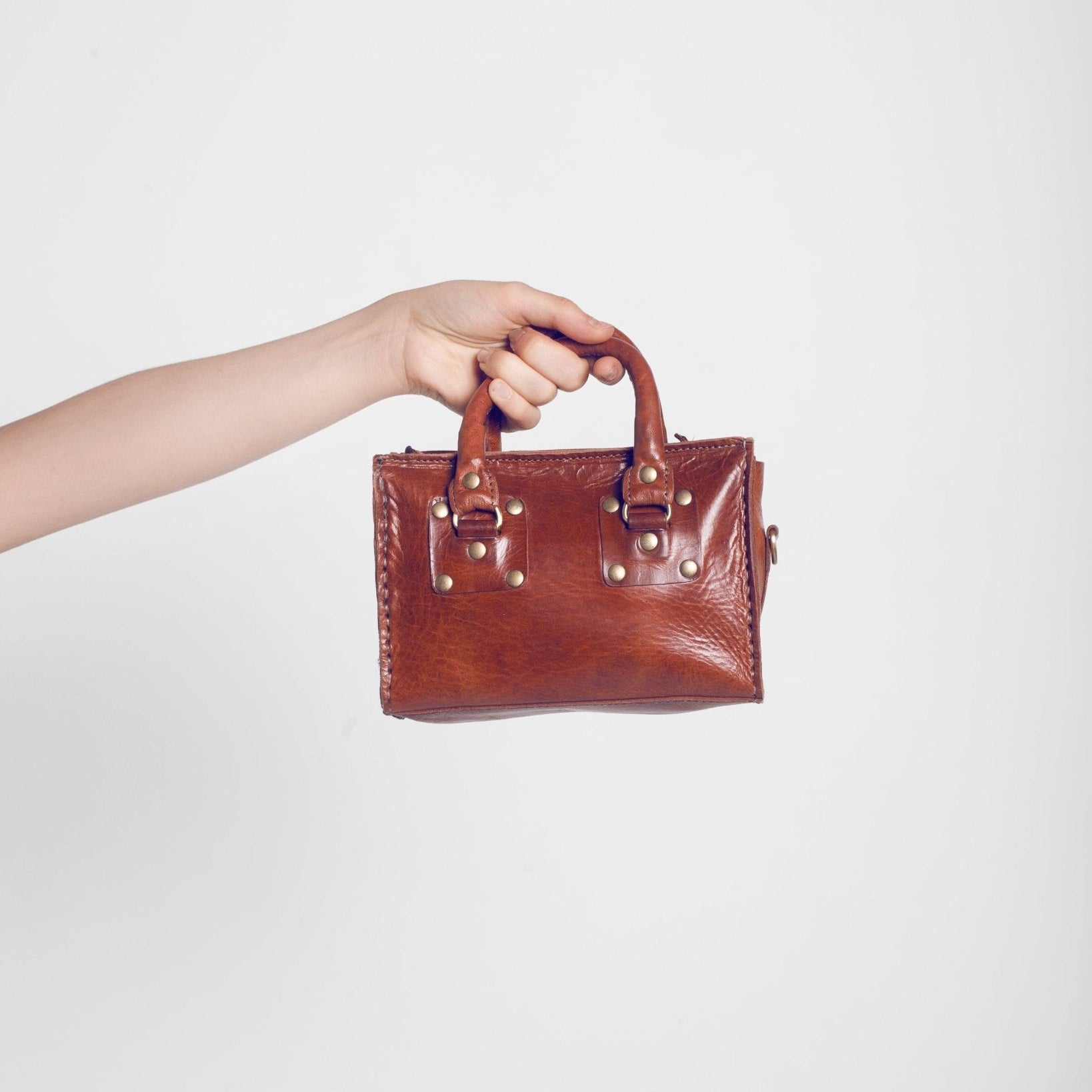 Light Brown Leather Box HandBag - Artisan Stories