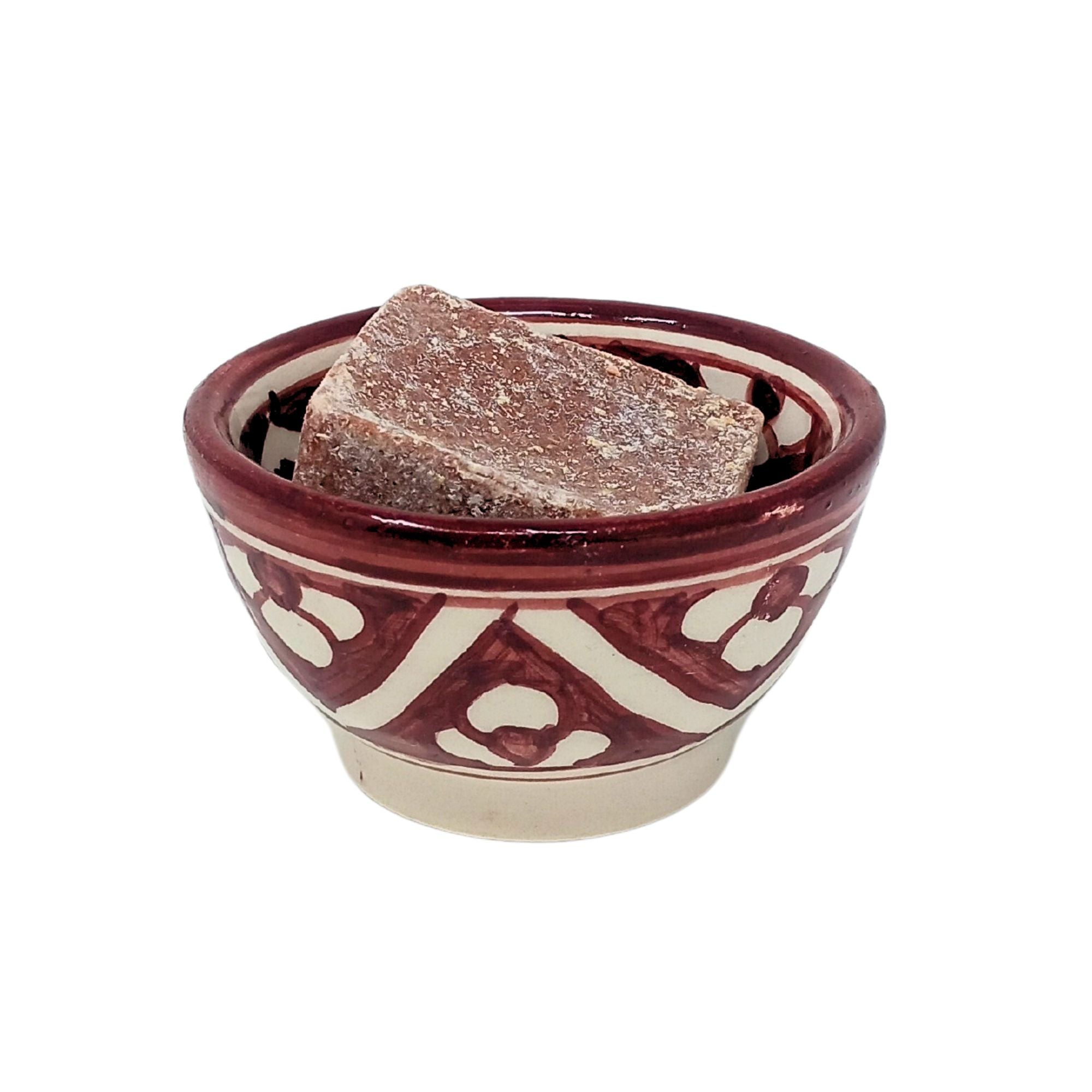 picture of handcrafted Moroccan ceramic bowl with intricate bohemian Clover pattern