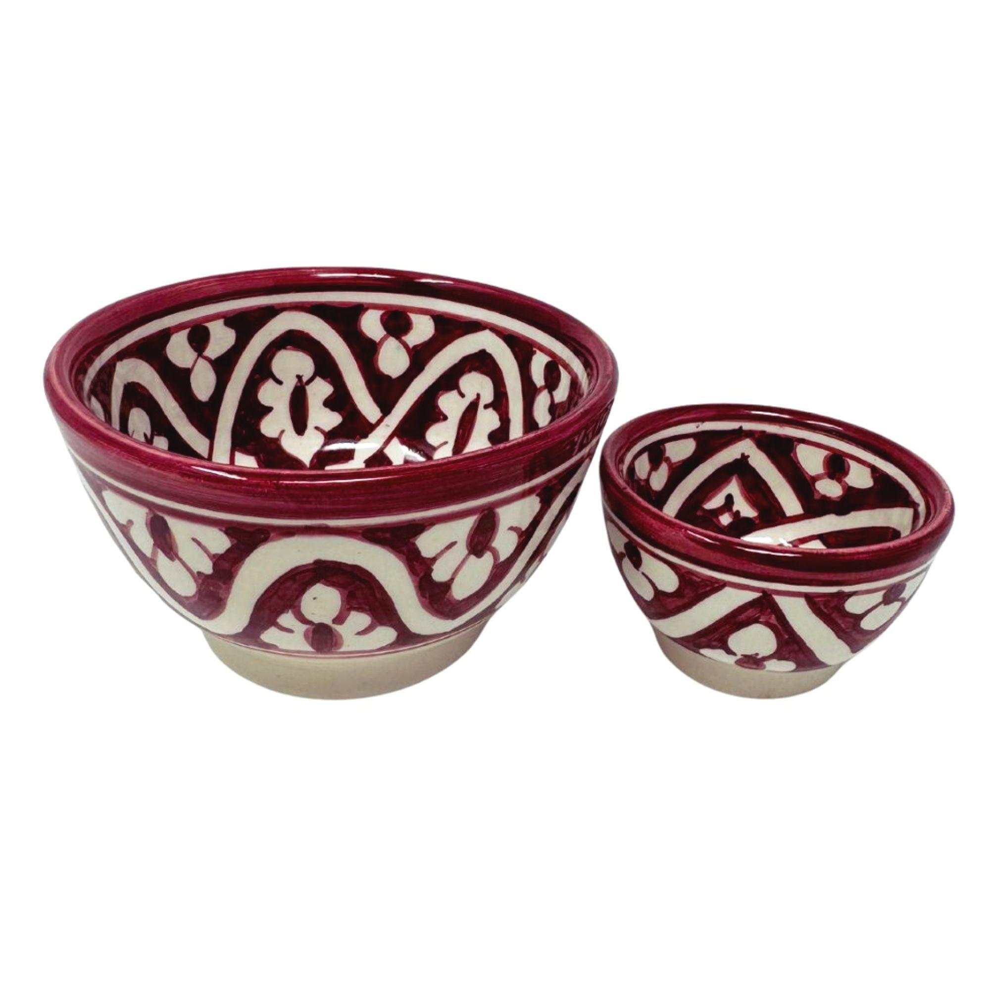 picture of handcrafted Moroccan ceramic bowl with intricate bohemian Clover pattern